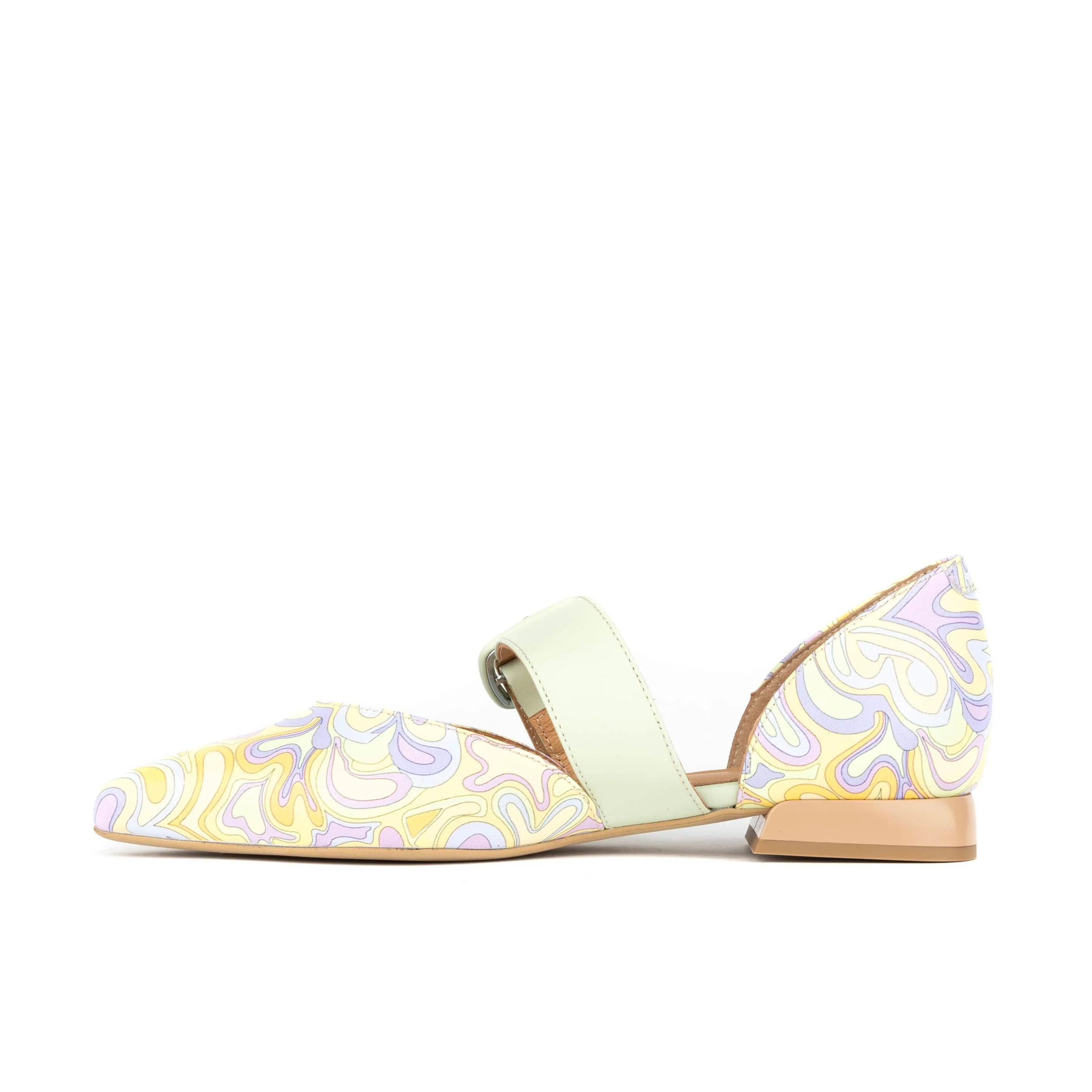 Lush - Pastel Mint Multi - Women's leather pointed ballet pump with buckle strap - Image 4