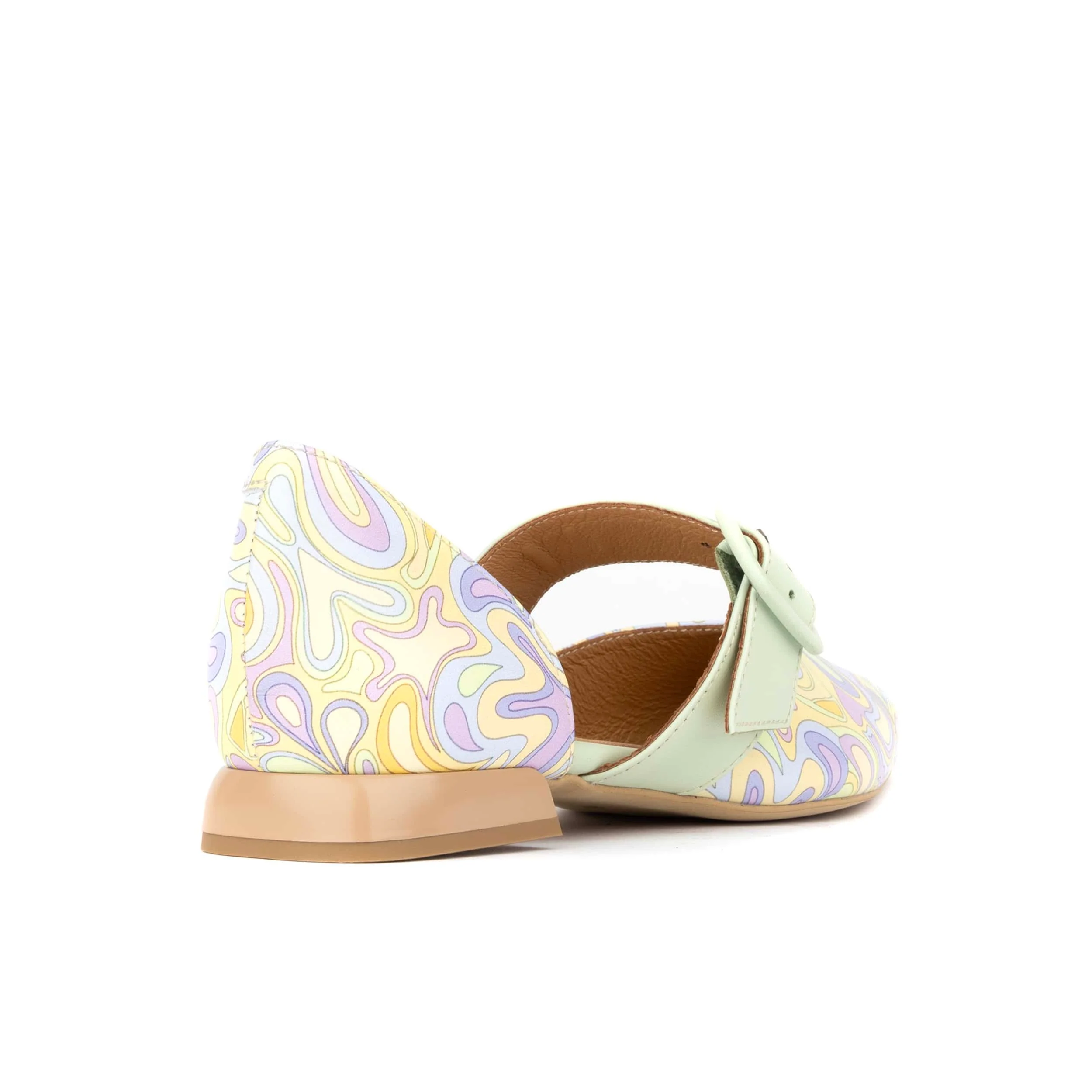 Lush - Pastel Mint Multi - Women's leather pointed ballet pump with buckle strap - Image 5