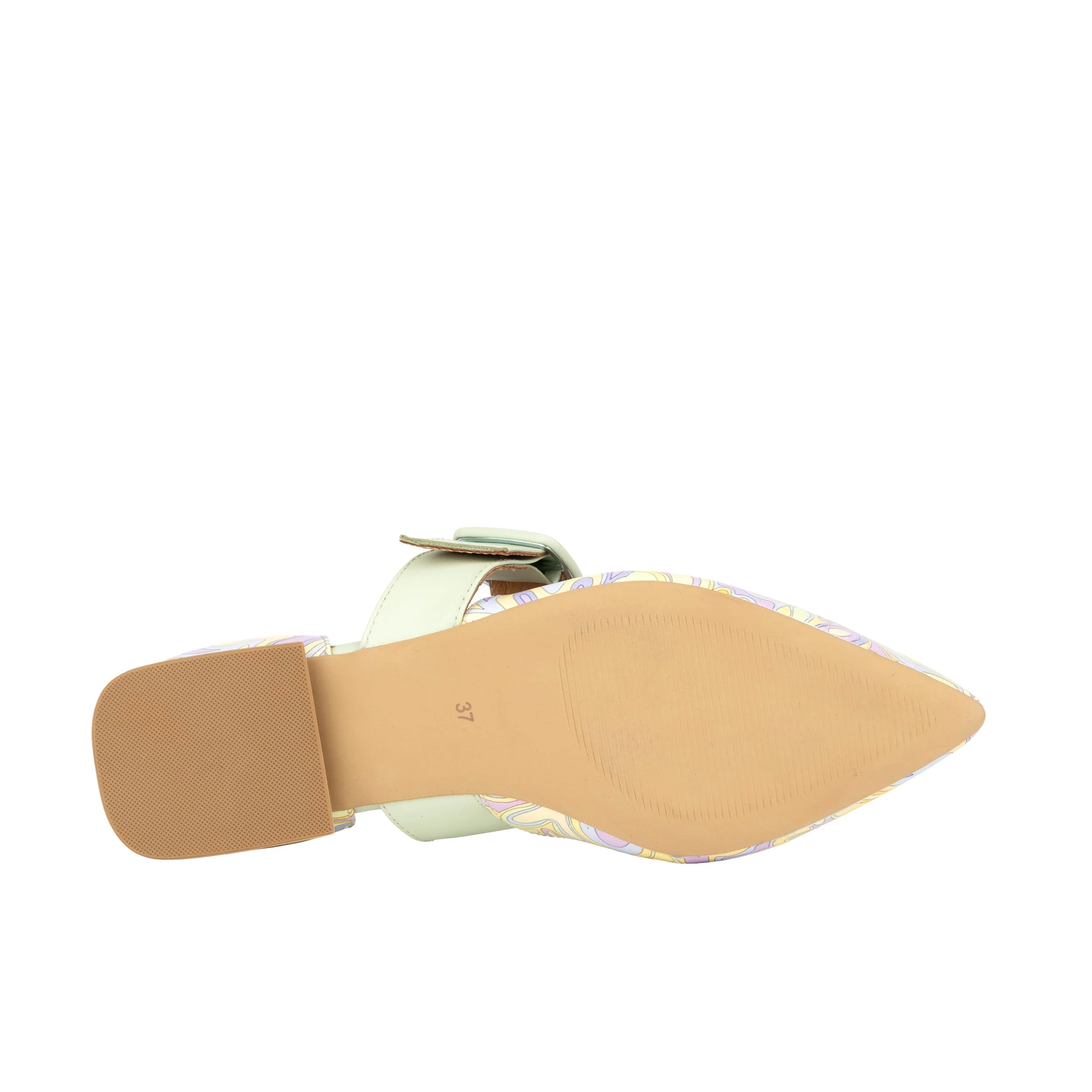 Lush - Pastel Mint Multi - Women's leather pointed ballet pump with buckle strap - Image 6