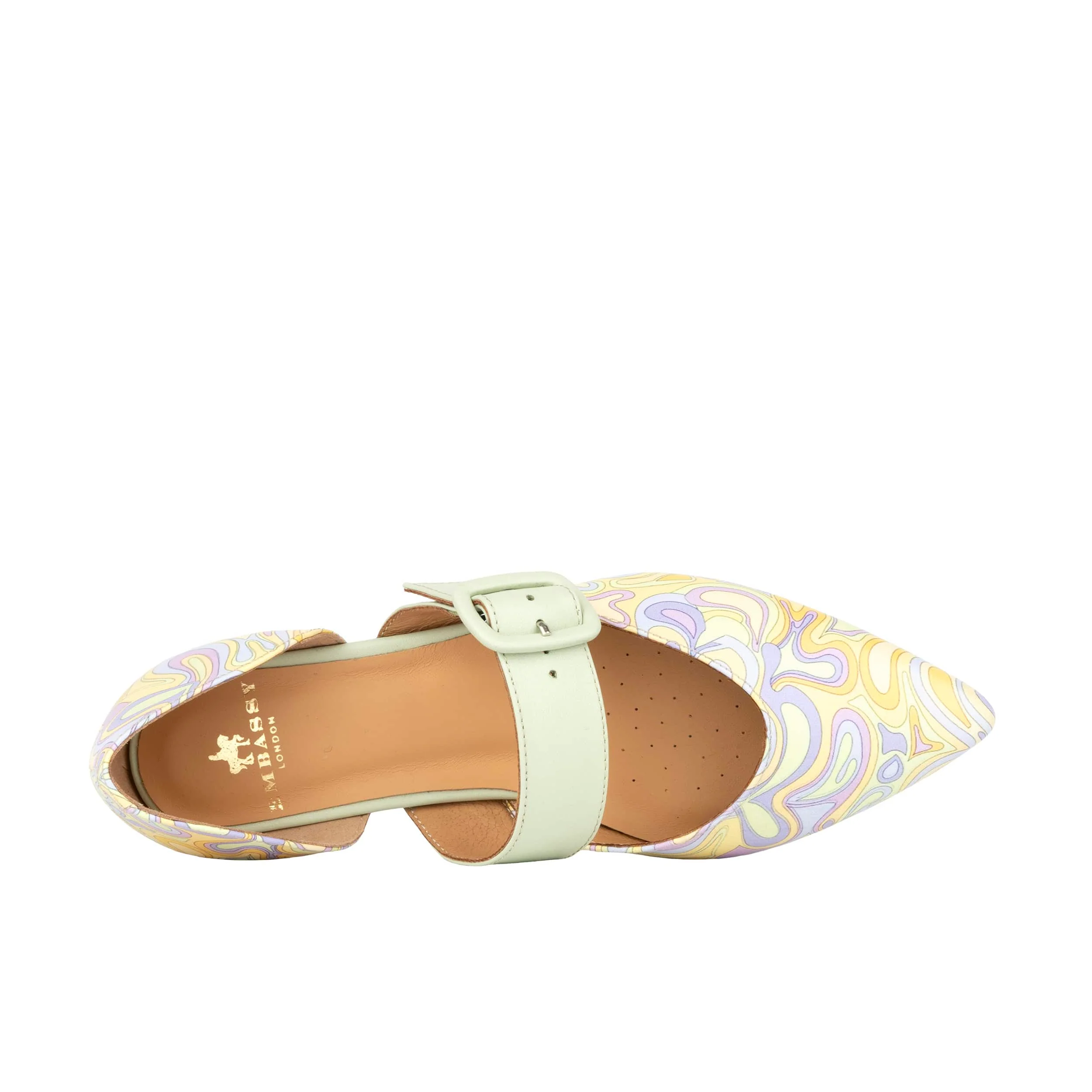 Lush - Pastel Mint Multi - Women's leather pointed ballet pump with buckle strap - Image 7