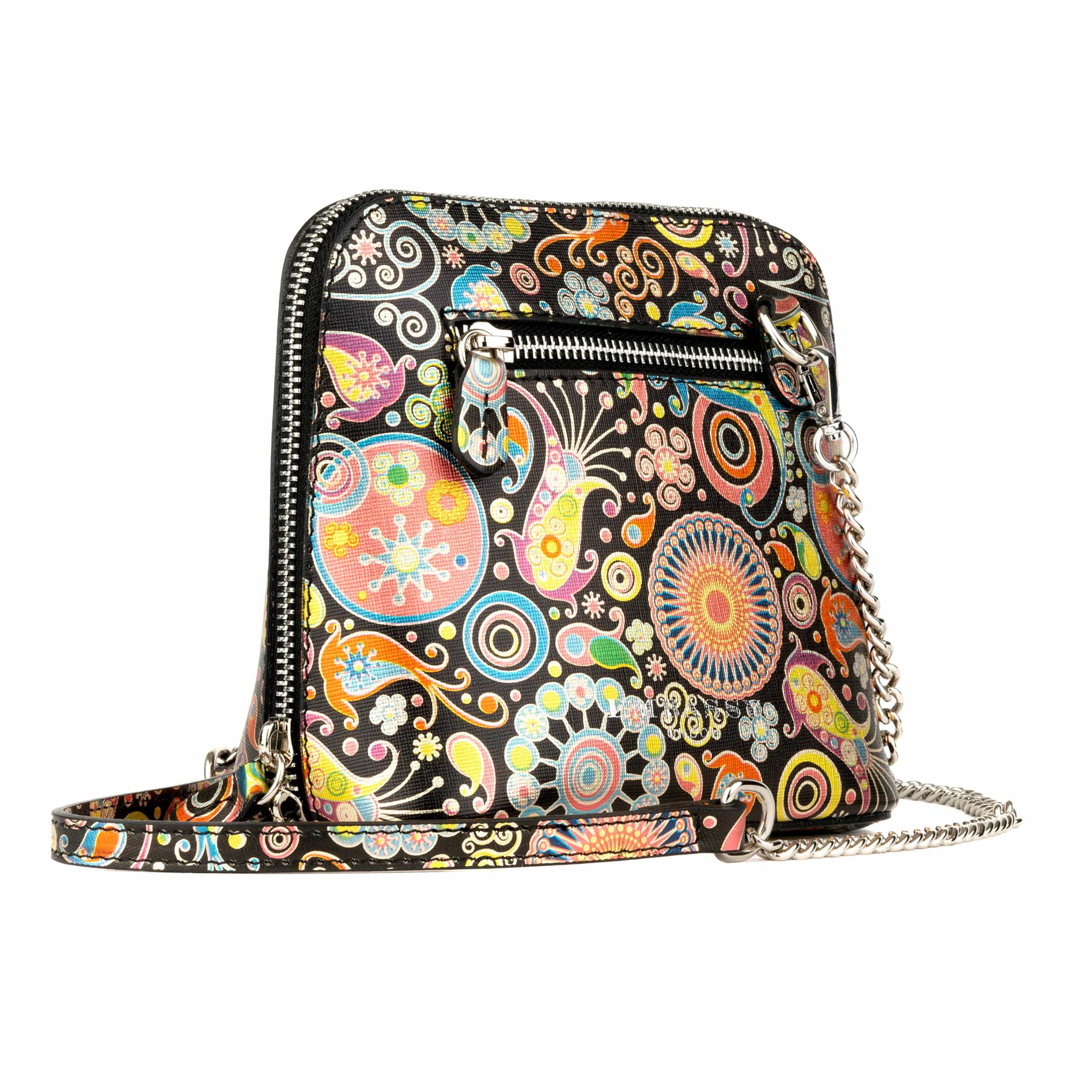 Macaw - Navy & Pink - Women's zip-up crossbody leather handbag - Image 2