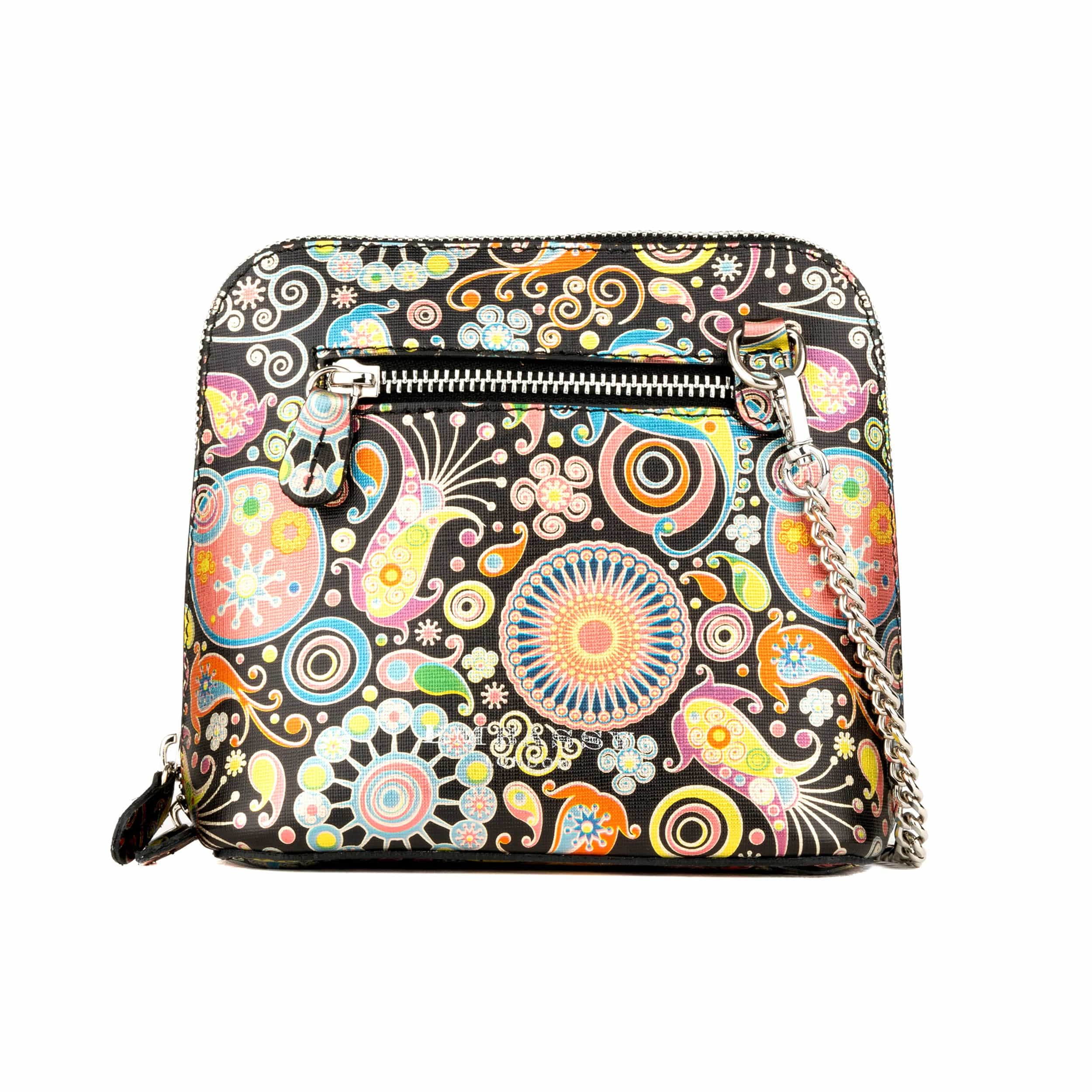 Macaw - Navy & Pink - Women's zip-up crossbody leather handbag - Image 3