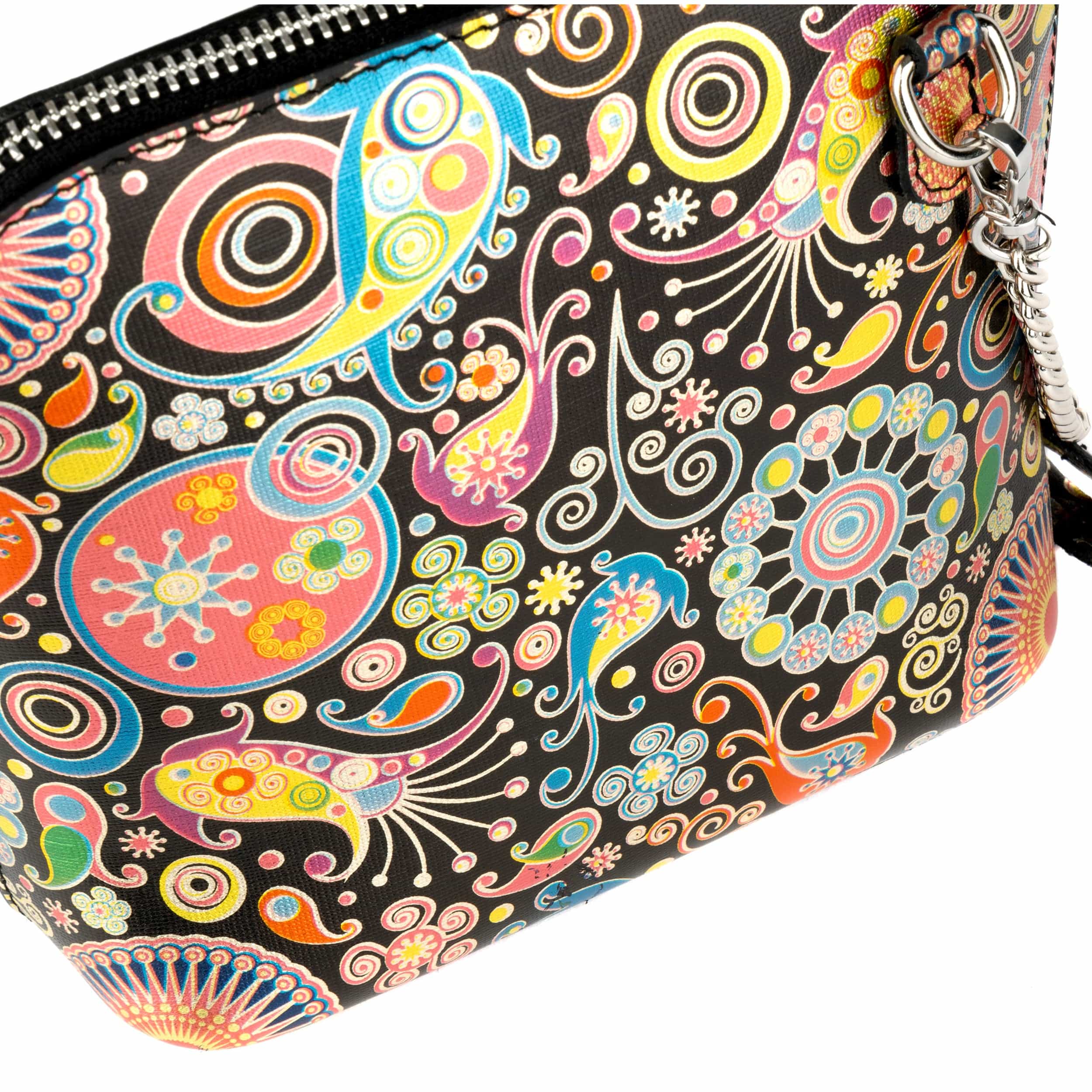Macaw - Navy & Pink - Women's zip-up crossbody leather handbag - Image 5