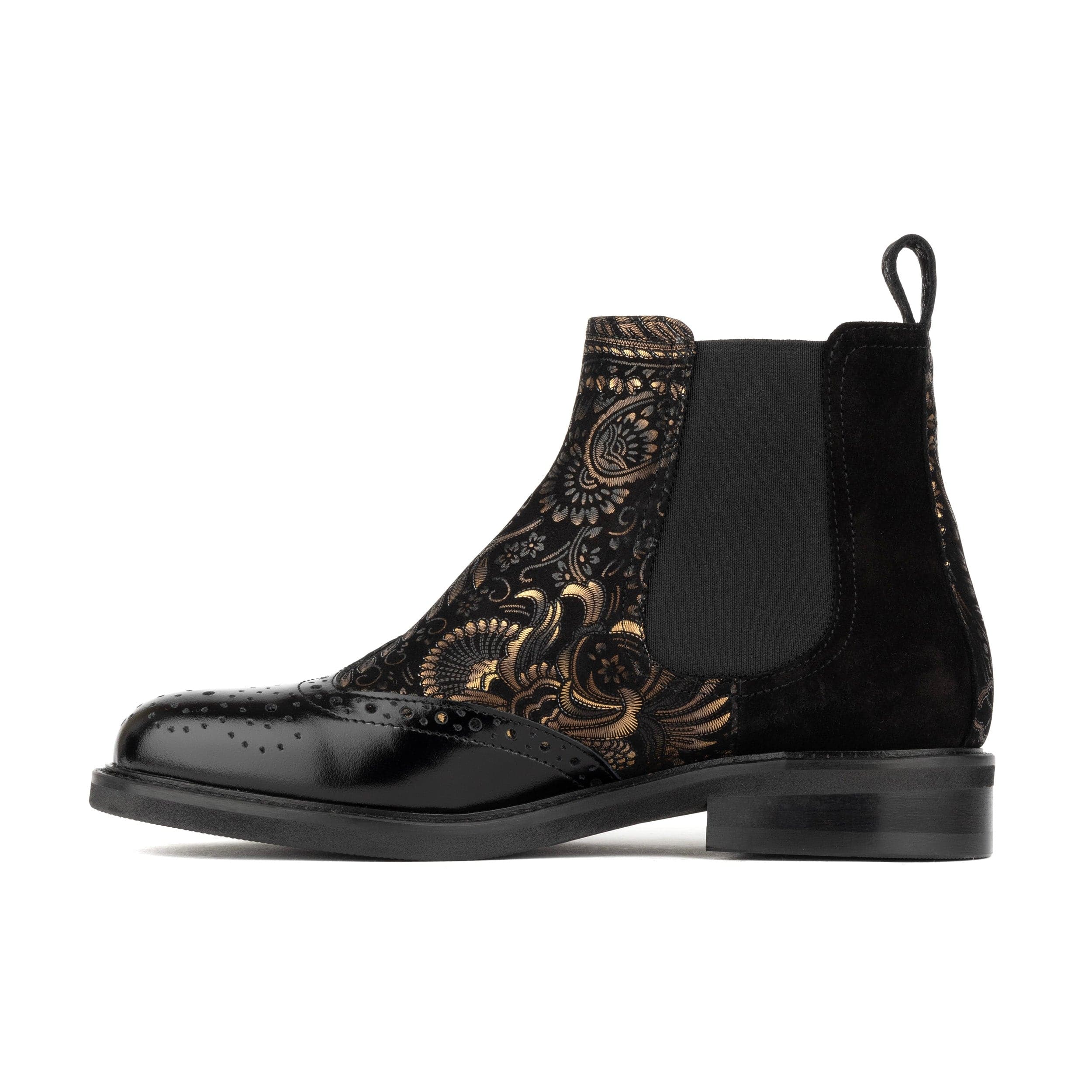 Mamacita - Black Gold - Women's chelsea boot with wingtip brogue detail - Image 3