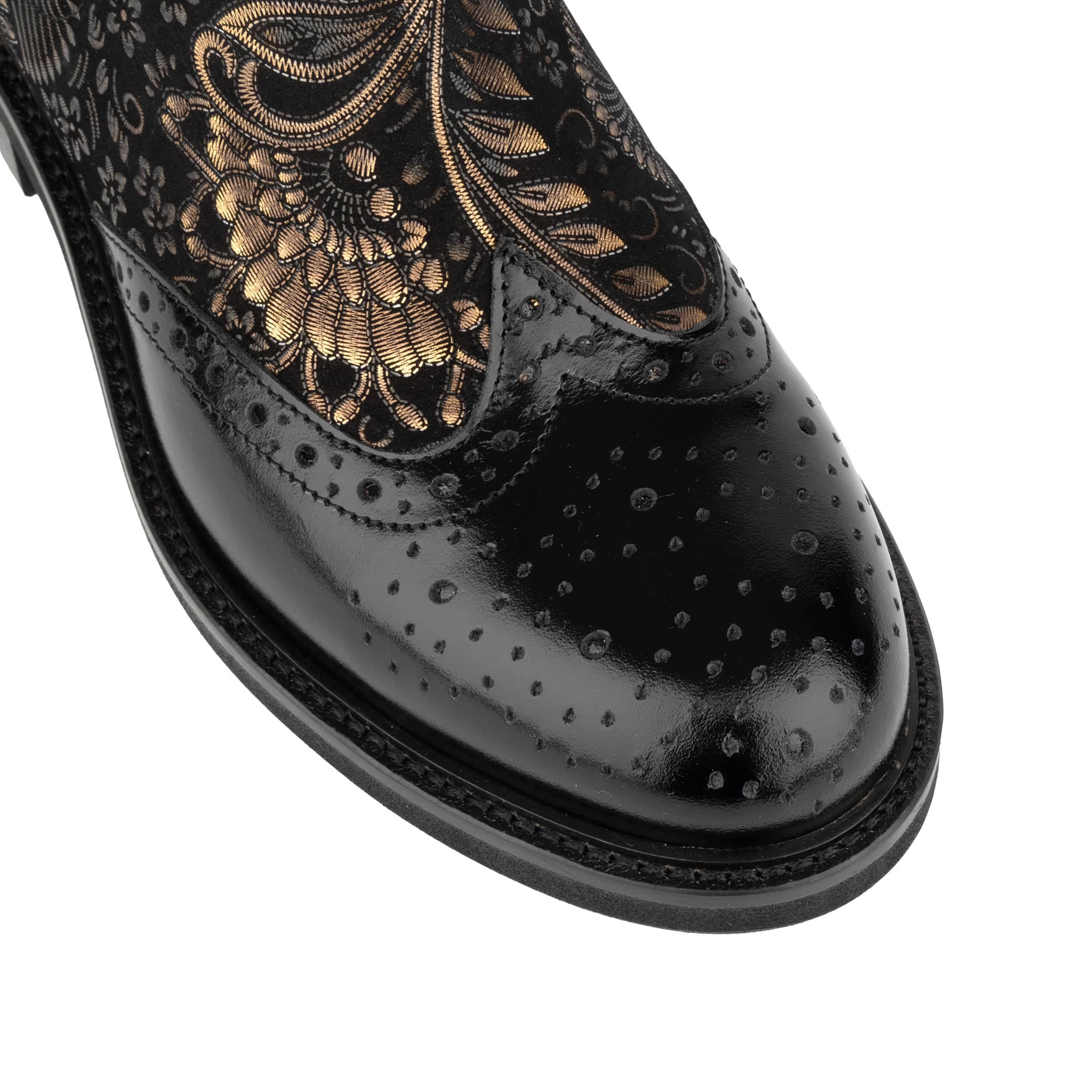 Mamacita - Black Gold - Women's chelsea boot with wingtip brogue detail - Image 7