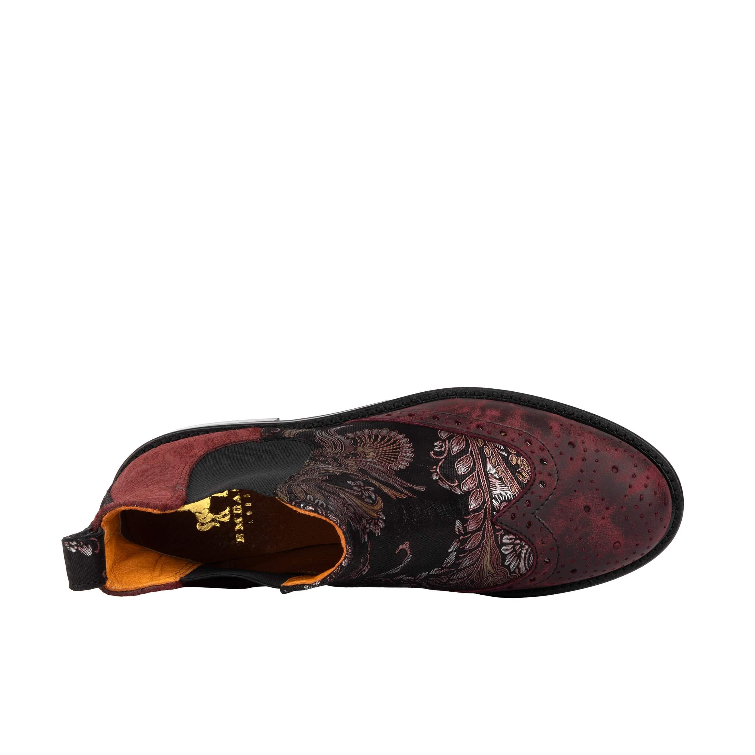 Mamacita - Floral & Burgundy - Women's chelsea boot with wingtip brogue detail - Image 6