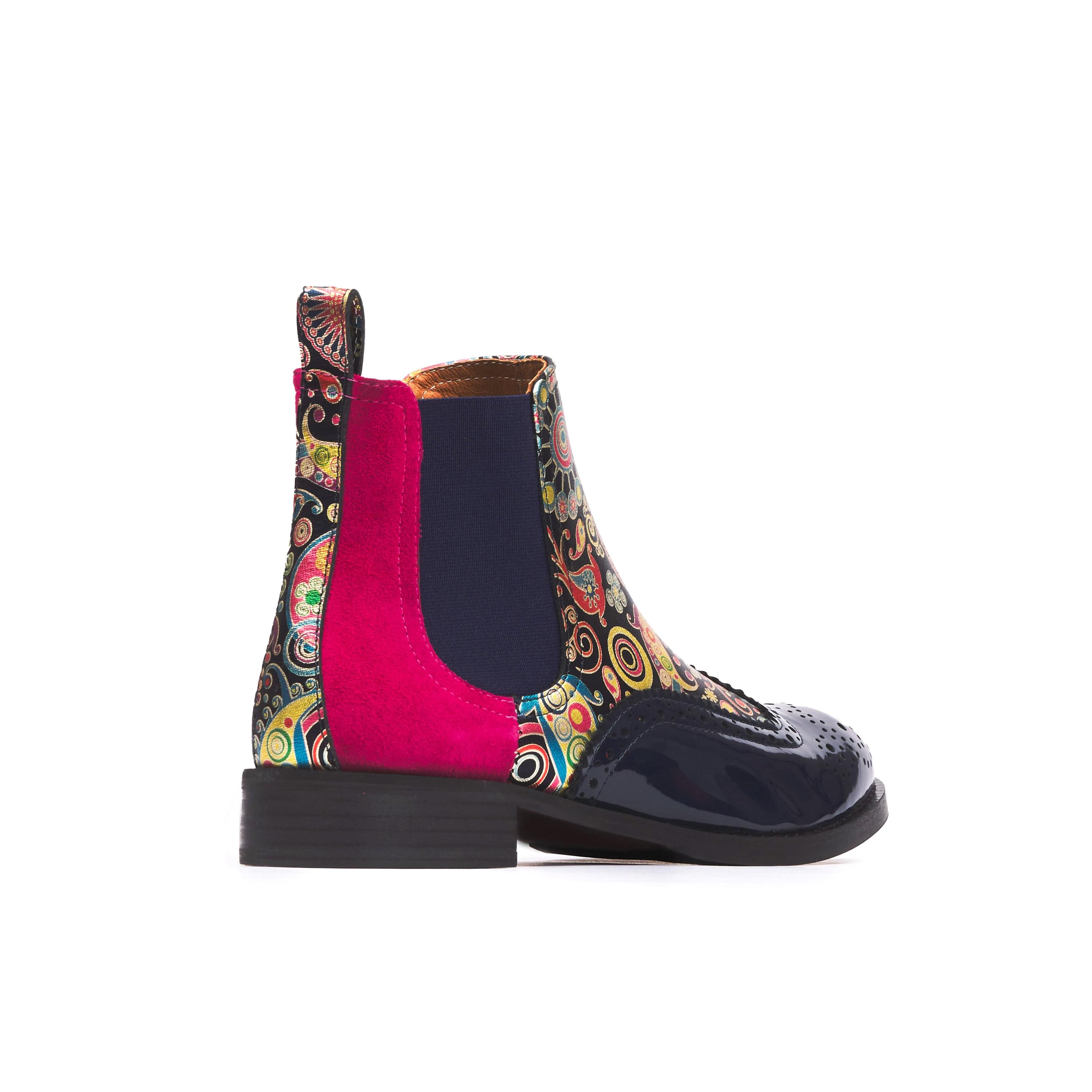 Mamacita - Navy Pink - Women's almond toe chelsea boot with wingtip brogue detail - Image 5