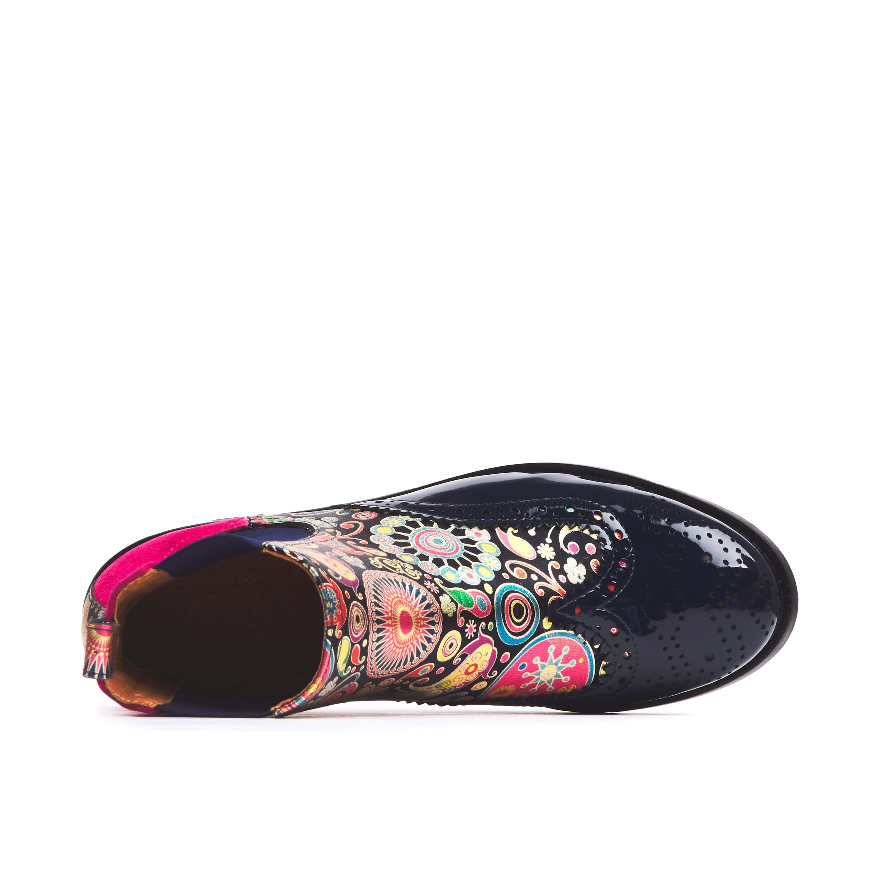 Mamacita - Navy Pink - Women's almond toe chelsea boot with wingtip brogue detail - Image 6