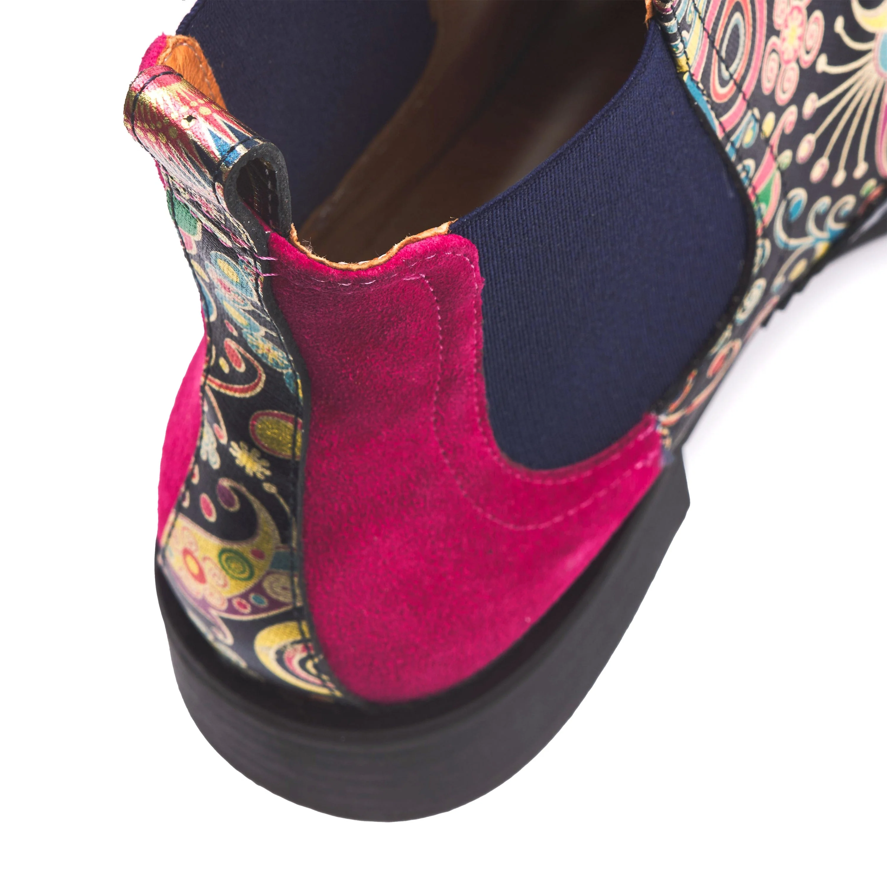 Mamacita - Navy Pink - Women's almond toe chelsea boot with wingtip brogue detail - Image 8