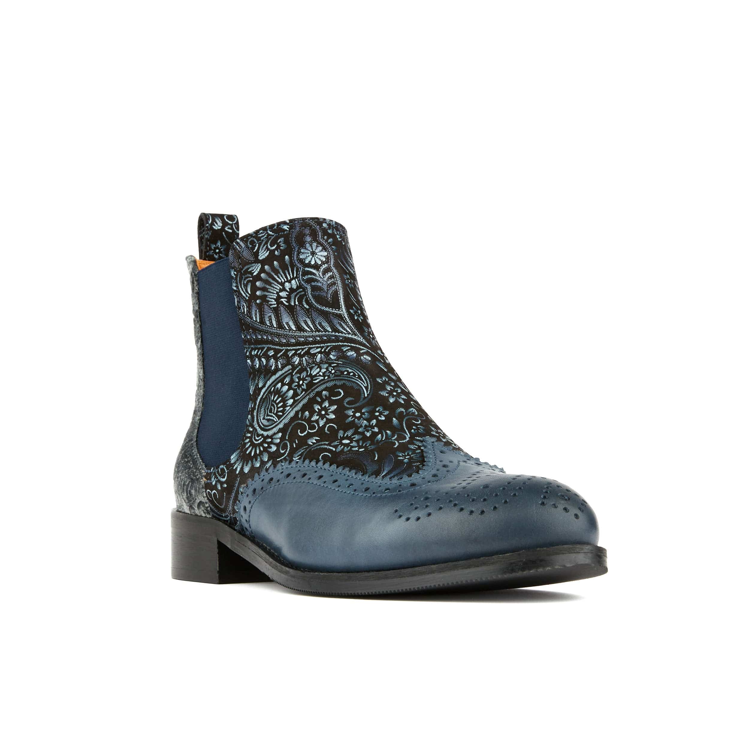 Mamacita - Silver Blue - Women's almond toe chelsea boot with wingtip brogue detail - Image 3