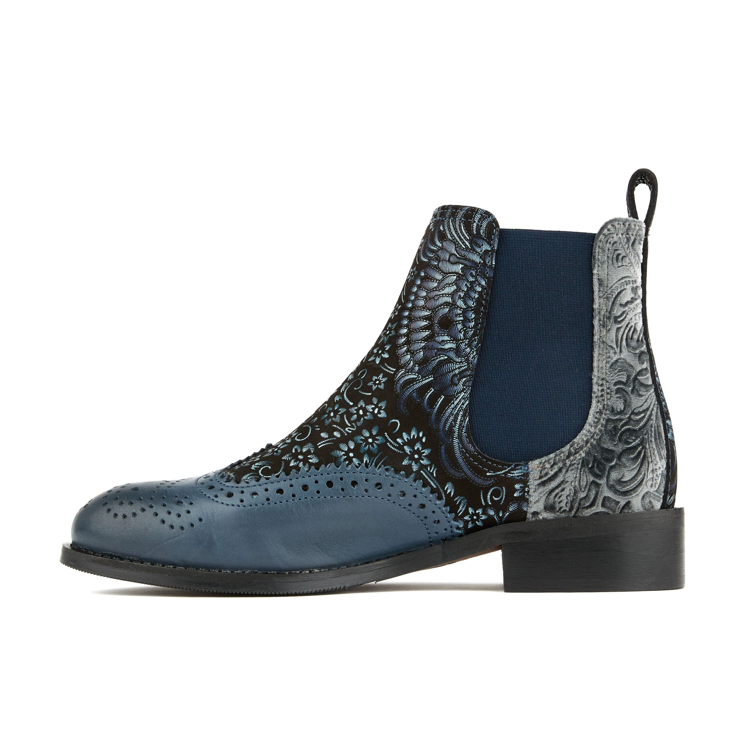 Mamacita - Silver Blue - Women's almond toe chelsea boot with wingtip brogue detail - Image 4