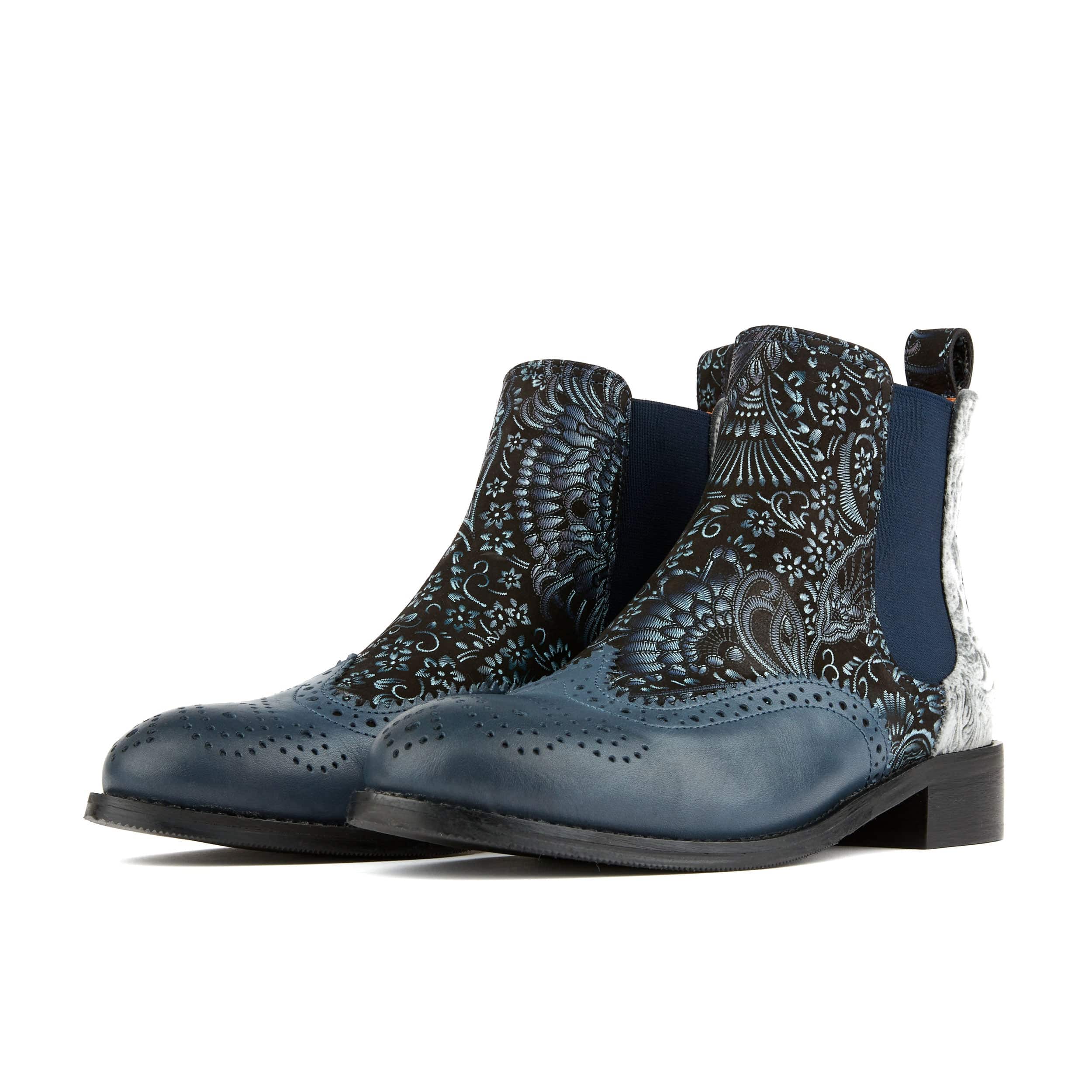 Mamacita - Silver Blue - Women's almond toe chelsea boot with wingtip brogue detail - Image 6
