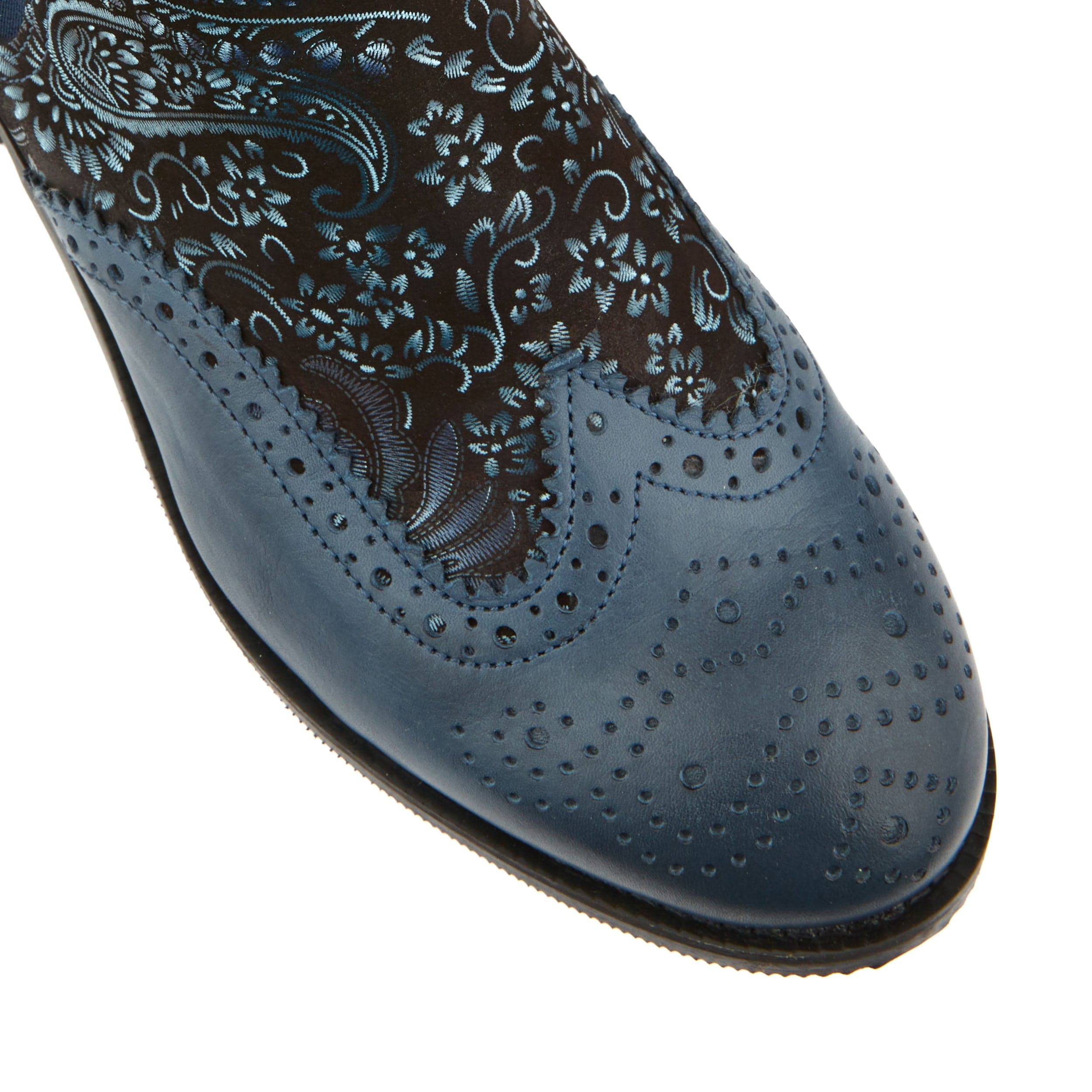 Mamacita - Silver Blue - Women's almond toe chelsea boot with wingtip brogue detail - Image 8