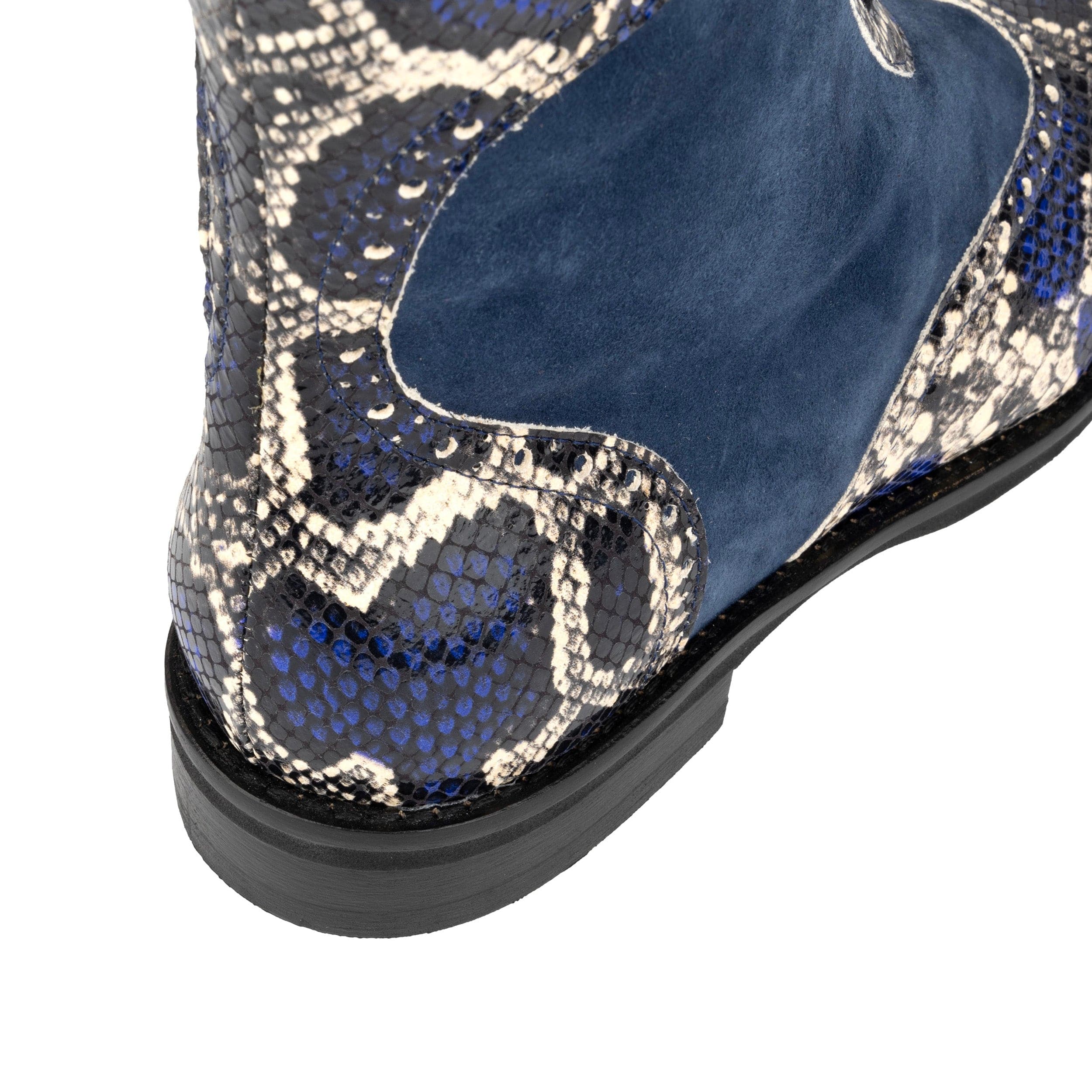 Mantis - Blue Snake - Women's above-the-ankle lace-up boot with brogue & snake print detailing - Image 9