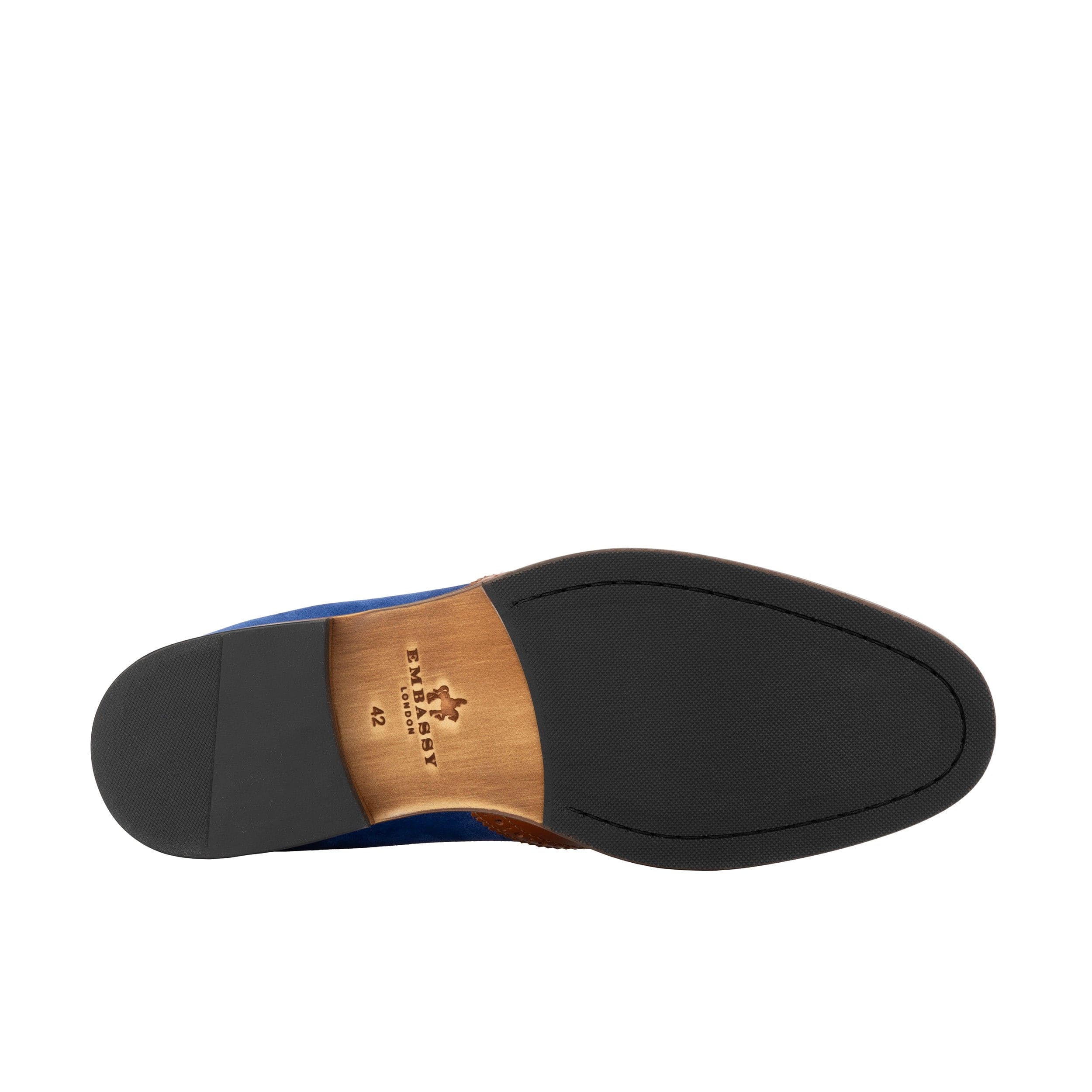 Midnight Royal - Blue & Yellow & Brown - Men’s Suede & Leather Oxford Brogue Shoe. - Image 5