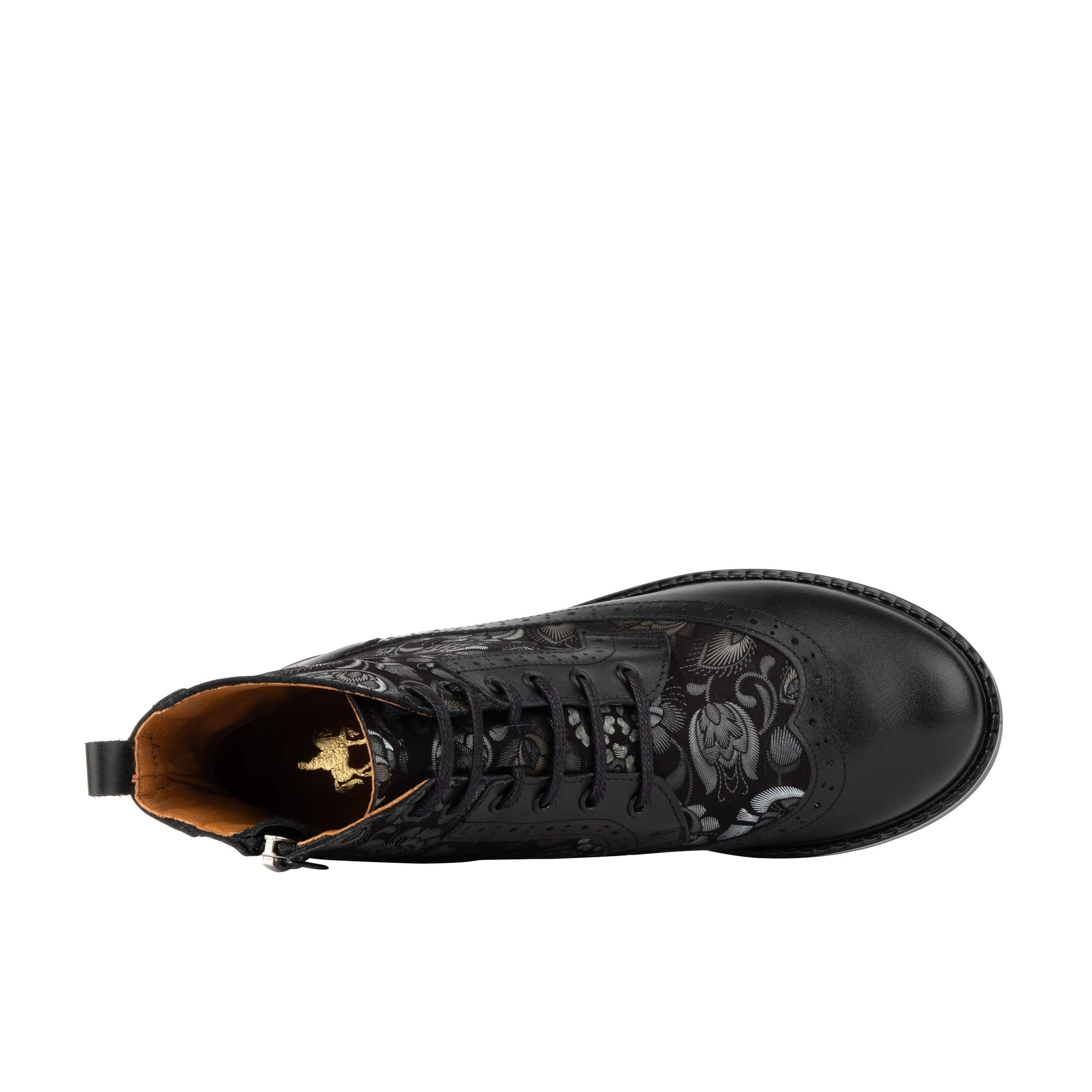 Milliner - Black Emboss - Women's leather round toe rubber sole ankle boot in black - Image 7