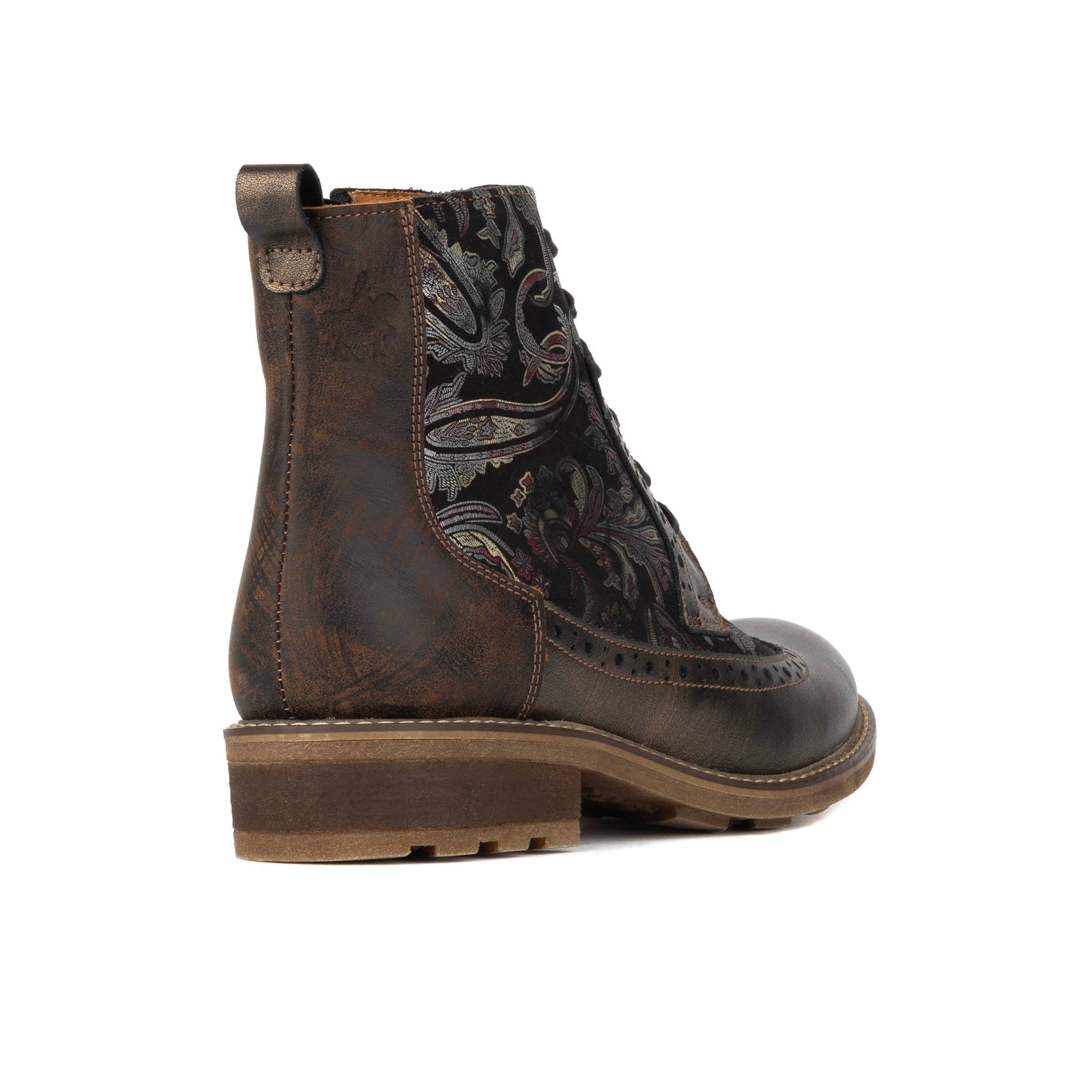 Milliner - Bronze & Floral - Women's leather round toe rubber sole ankle boot in black - Image 4