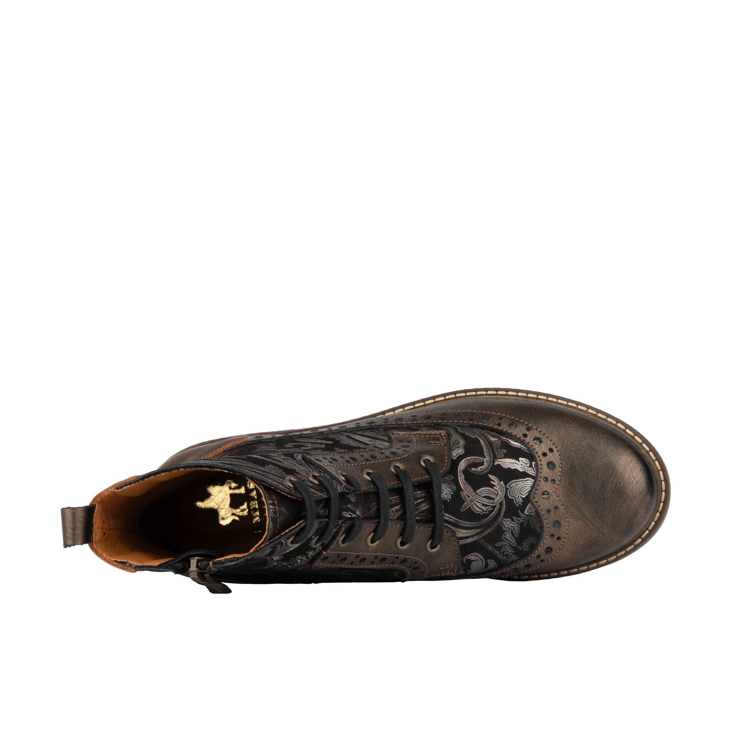 Milliner - Bronze & Floral - Women's leather round toe rubber sole ankle boot in black - Image 6