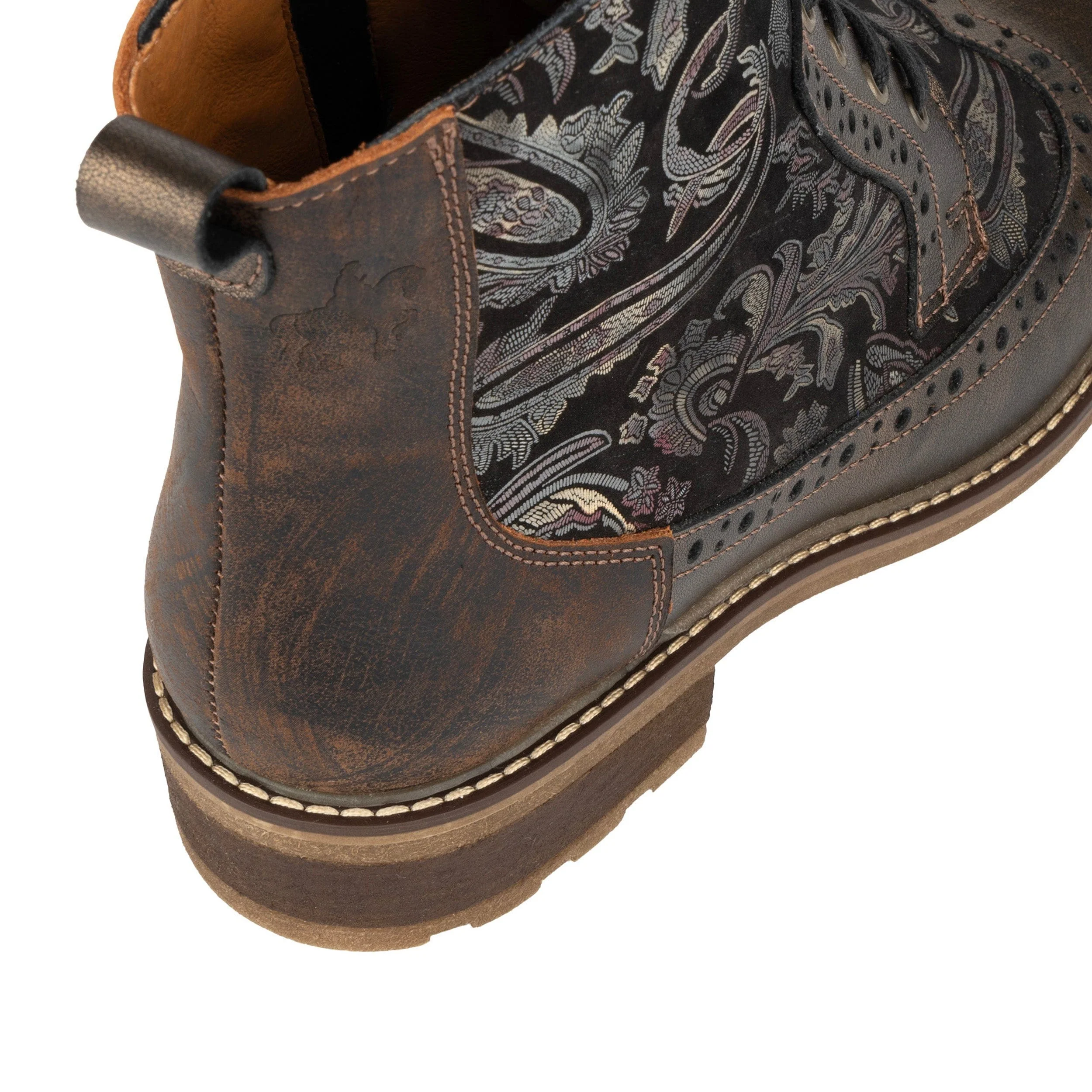 Milliner - Bronze & Floral - Women's leather round toe rubber sole ankle boot in black - Image 8