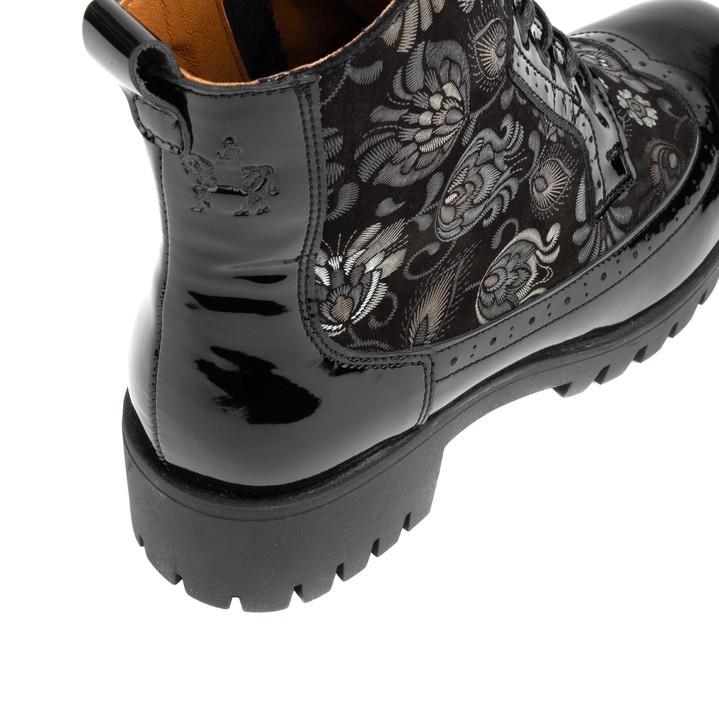 Milliner Platform - Emboss - Women's leather chunky 1 inch platform ankle boot in black - Image 8