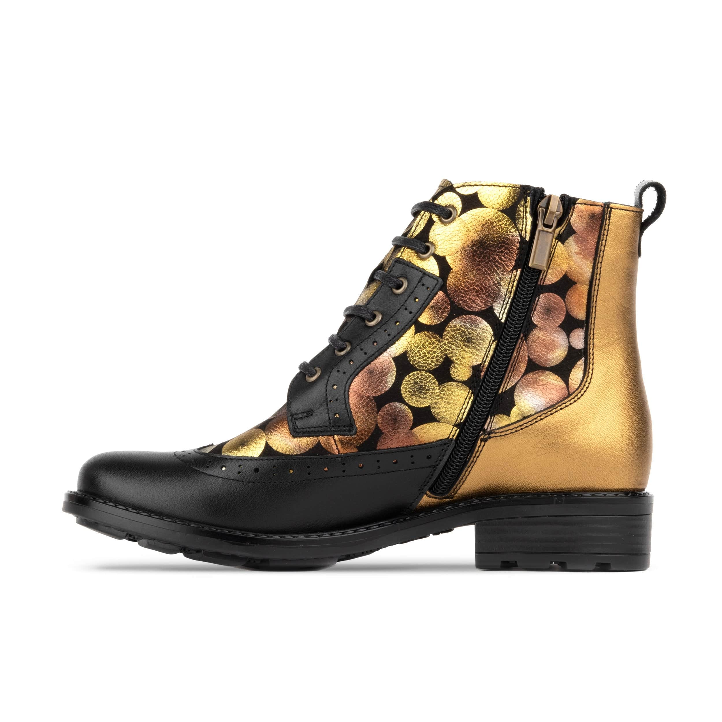 Milliner - Black Metallic - Women's leather round toe ankle boot with wool lining - Image 3