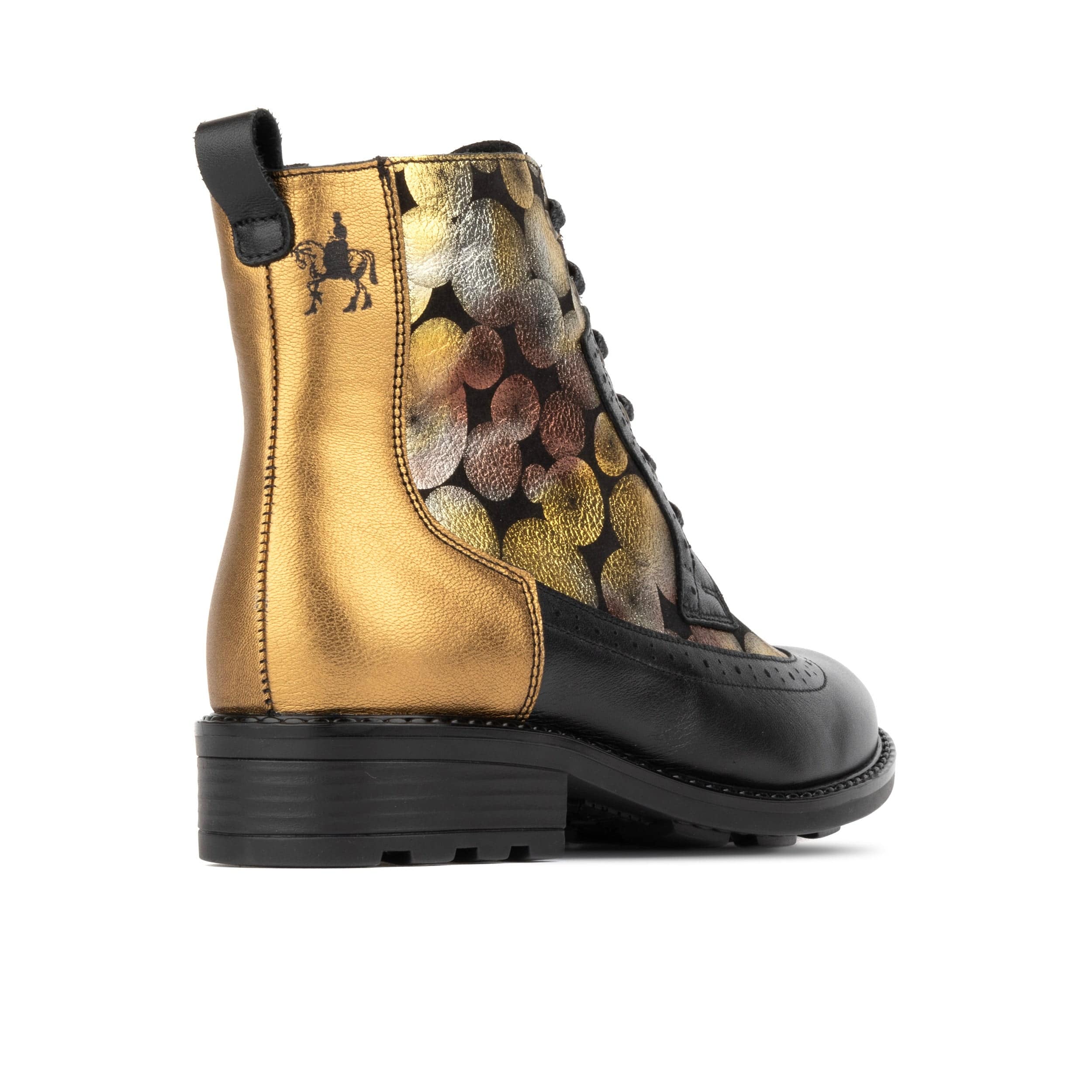 Milliner - Black Metallic - Women's leather round toe ankle boot with wool lining - Image 4