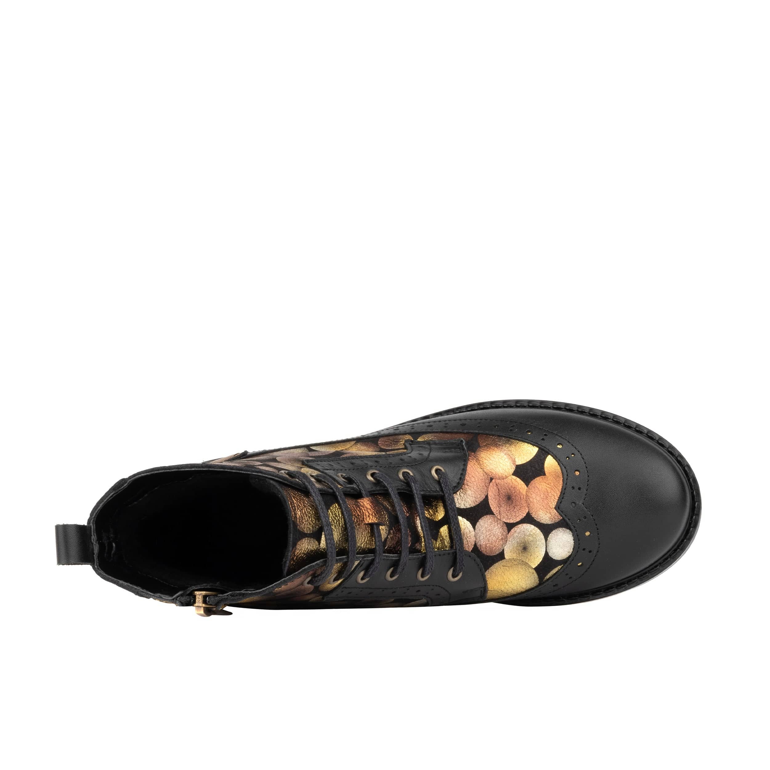 Milliner - Black Metallic - Women's leather round toe ankle boot with wool lining - Image 6