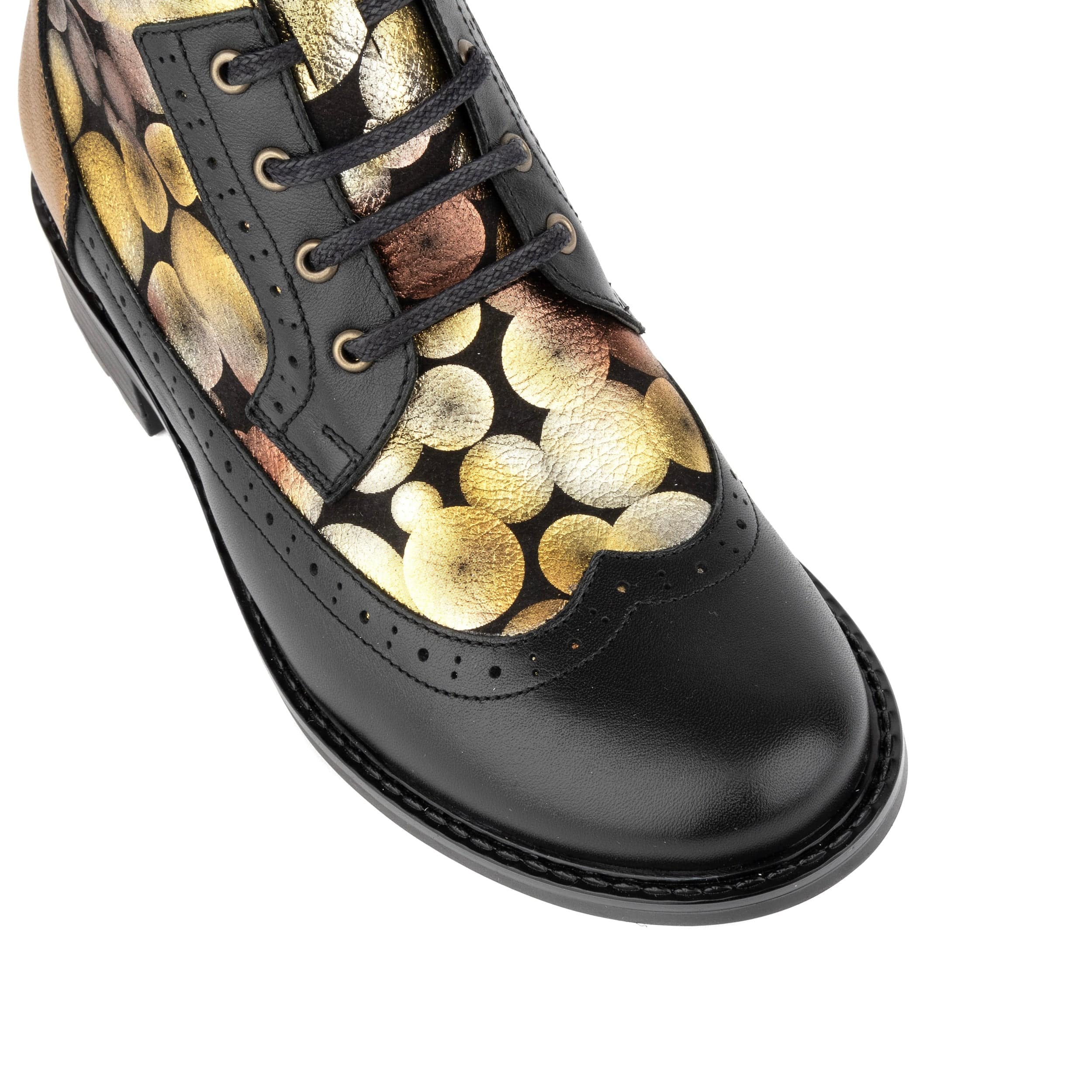 Milliner - Black Metallic - Women's leather round toe ankle boot with wool lining - Image 7