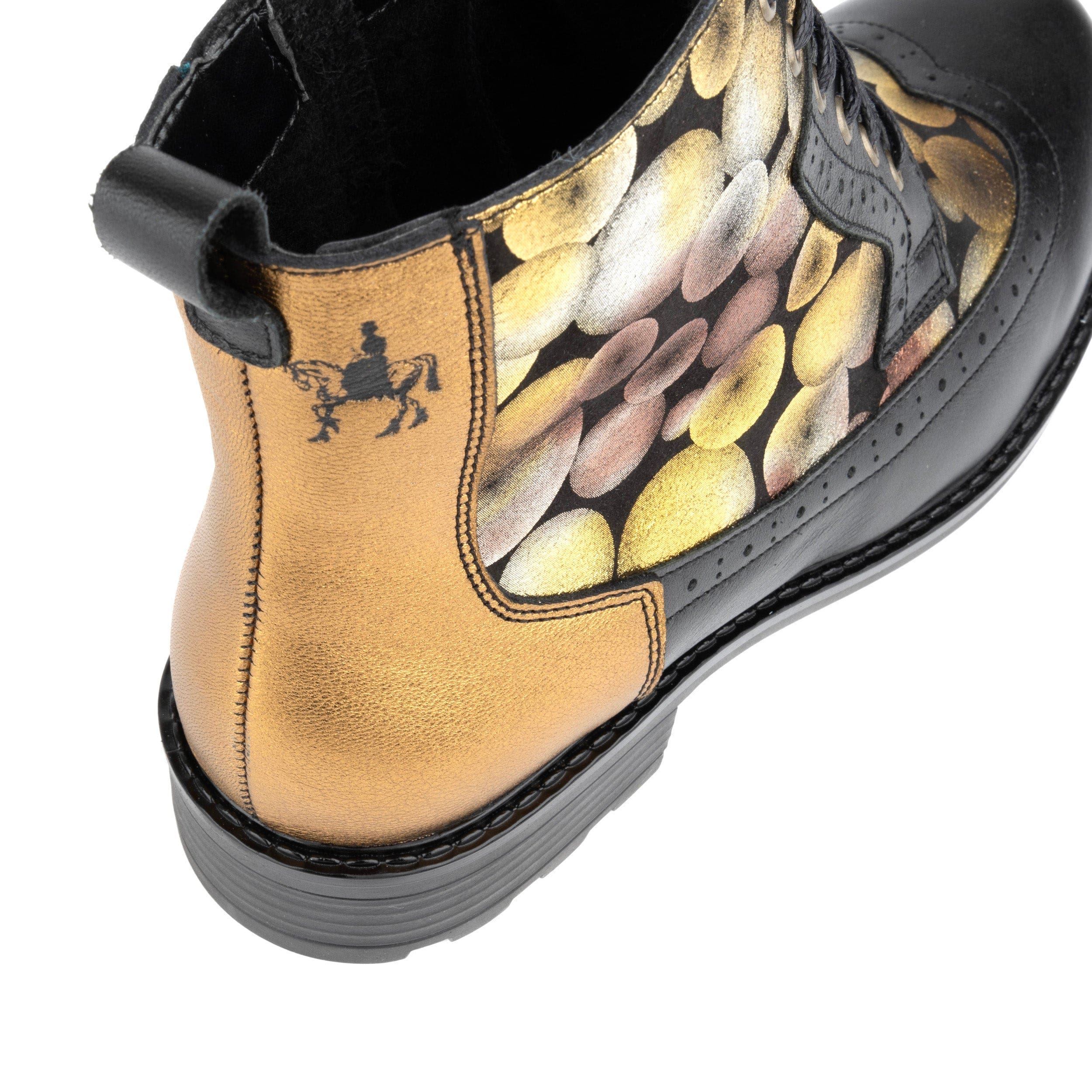 Milliner - Black Metallic - Women's leather round toe ankle boot with wool lining - Image 8