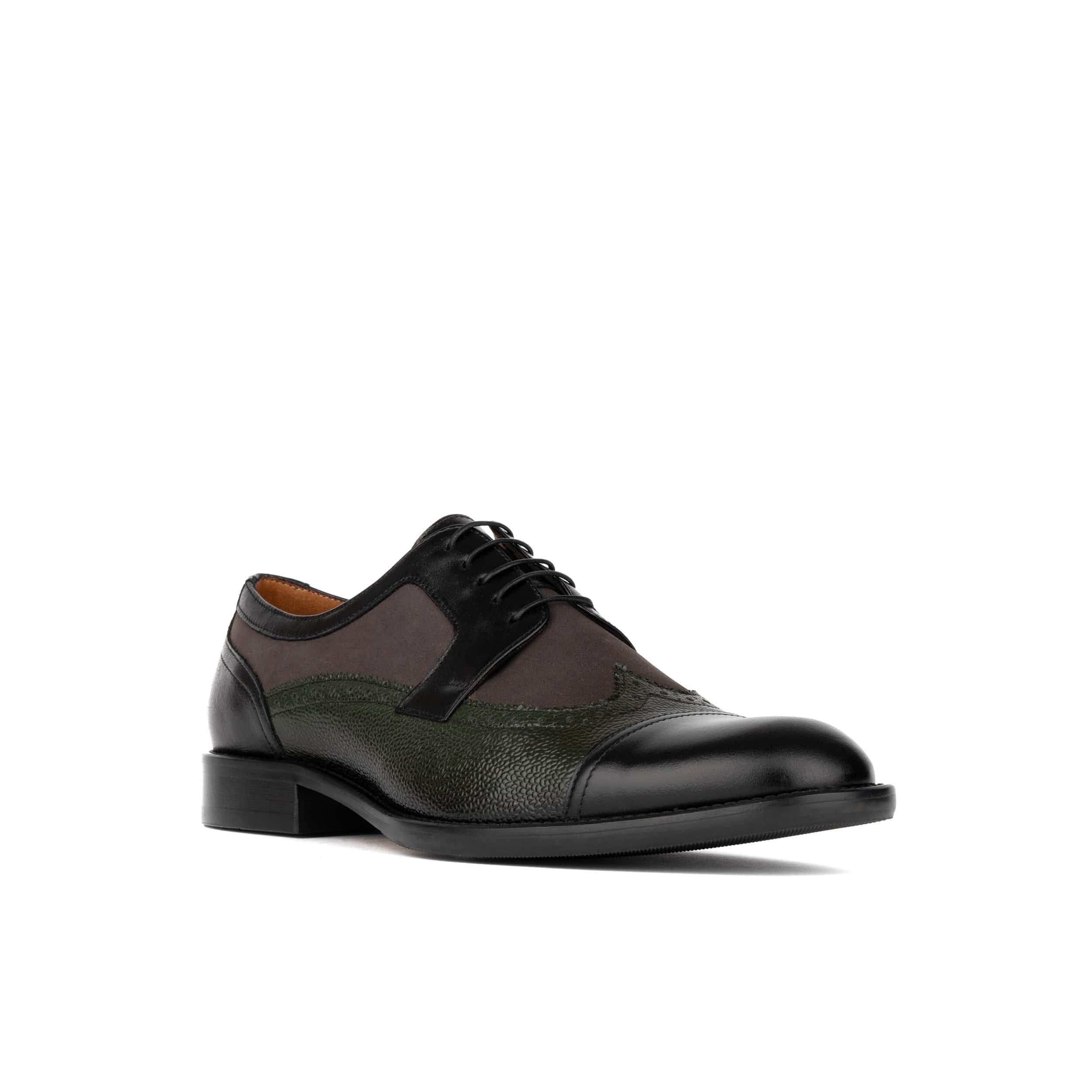 Orlando - Grey, Black & Green - Men's Leather & Suede Oxford - Image 2