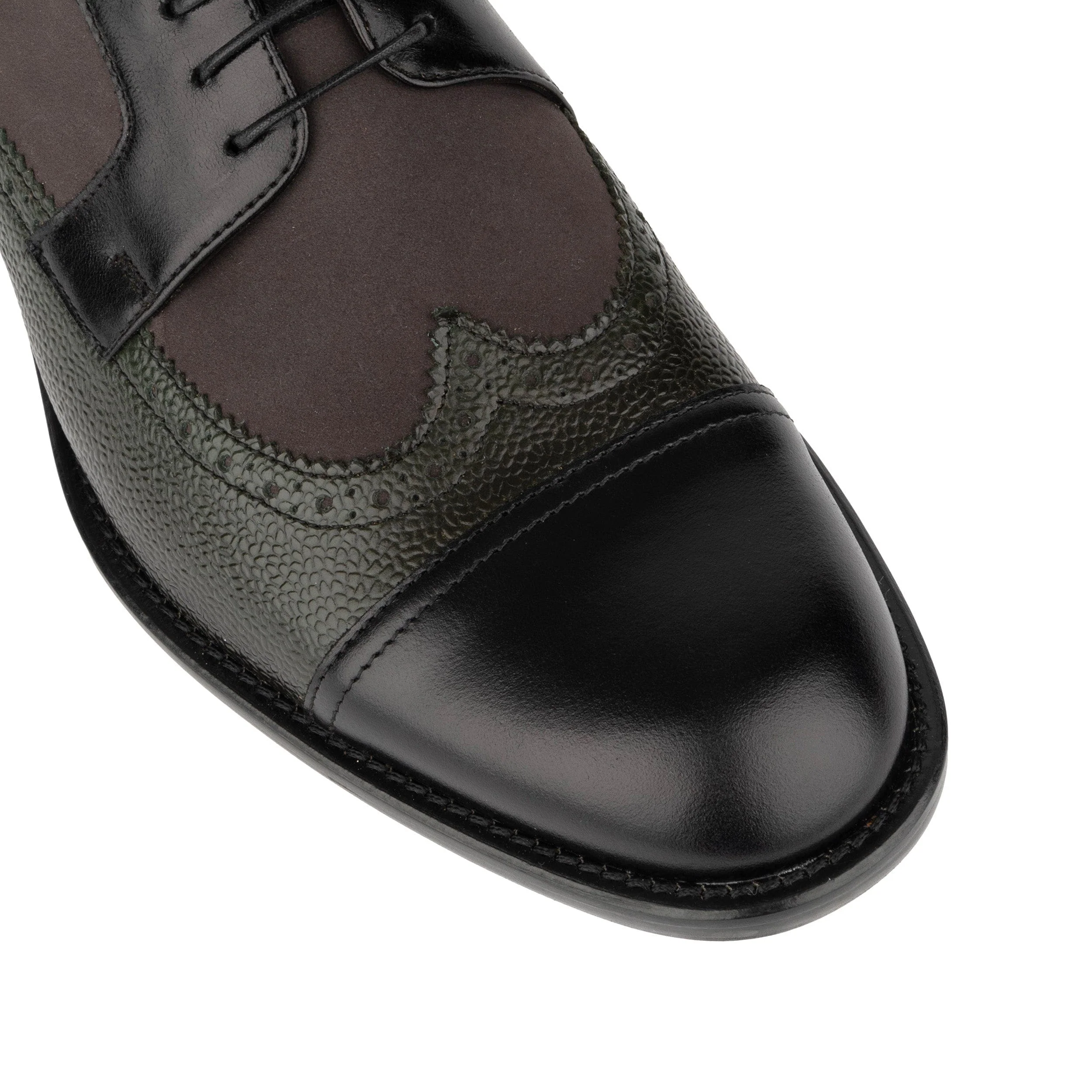 Orlando - Grey, Black & Green - Men's Leather & Suede Oxford - Image 7