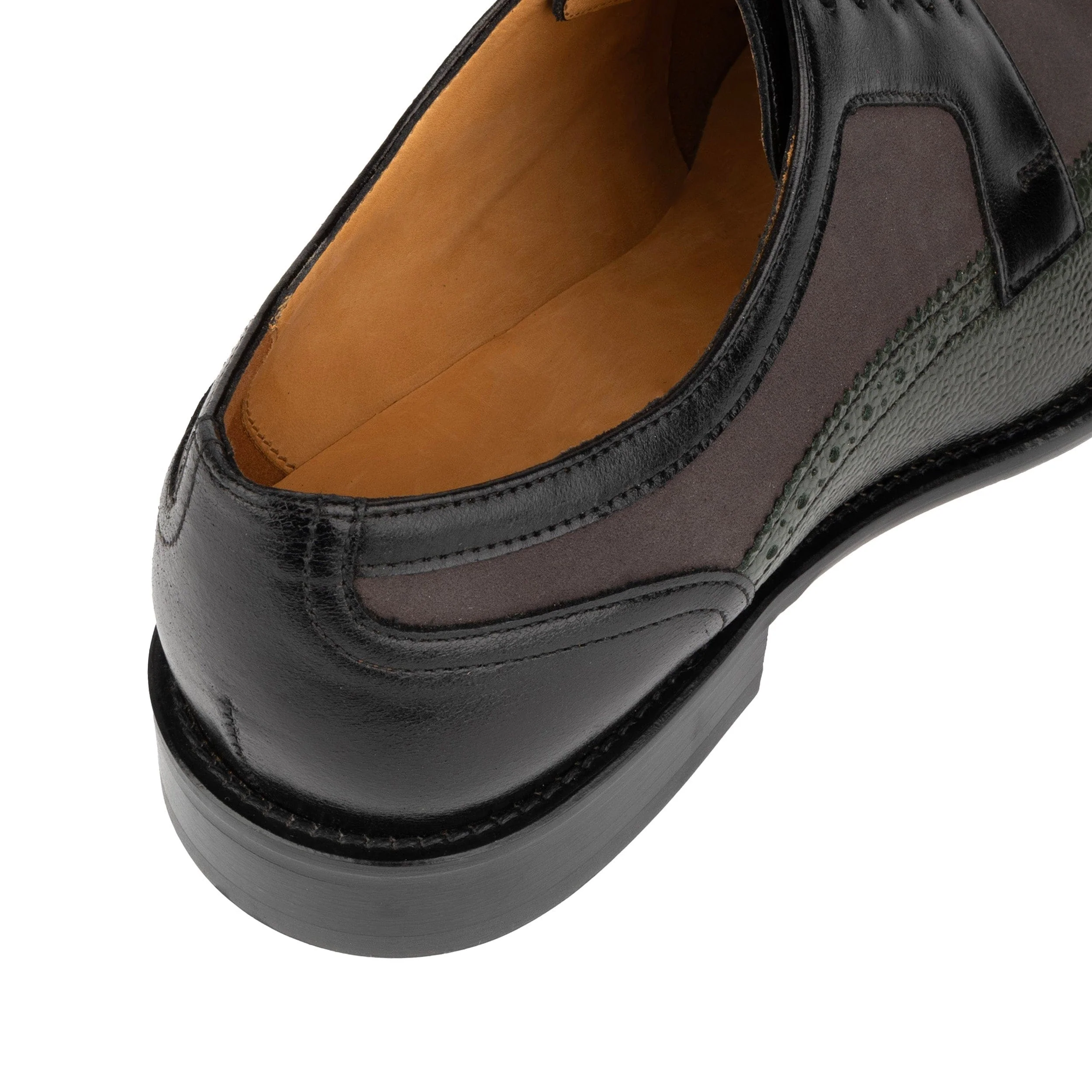 Orlando - Grey, Black & Green - Men's Leather & Suede Oxford - Image 8