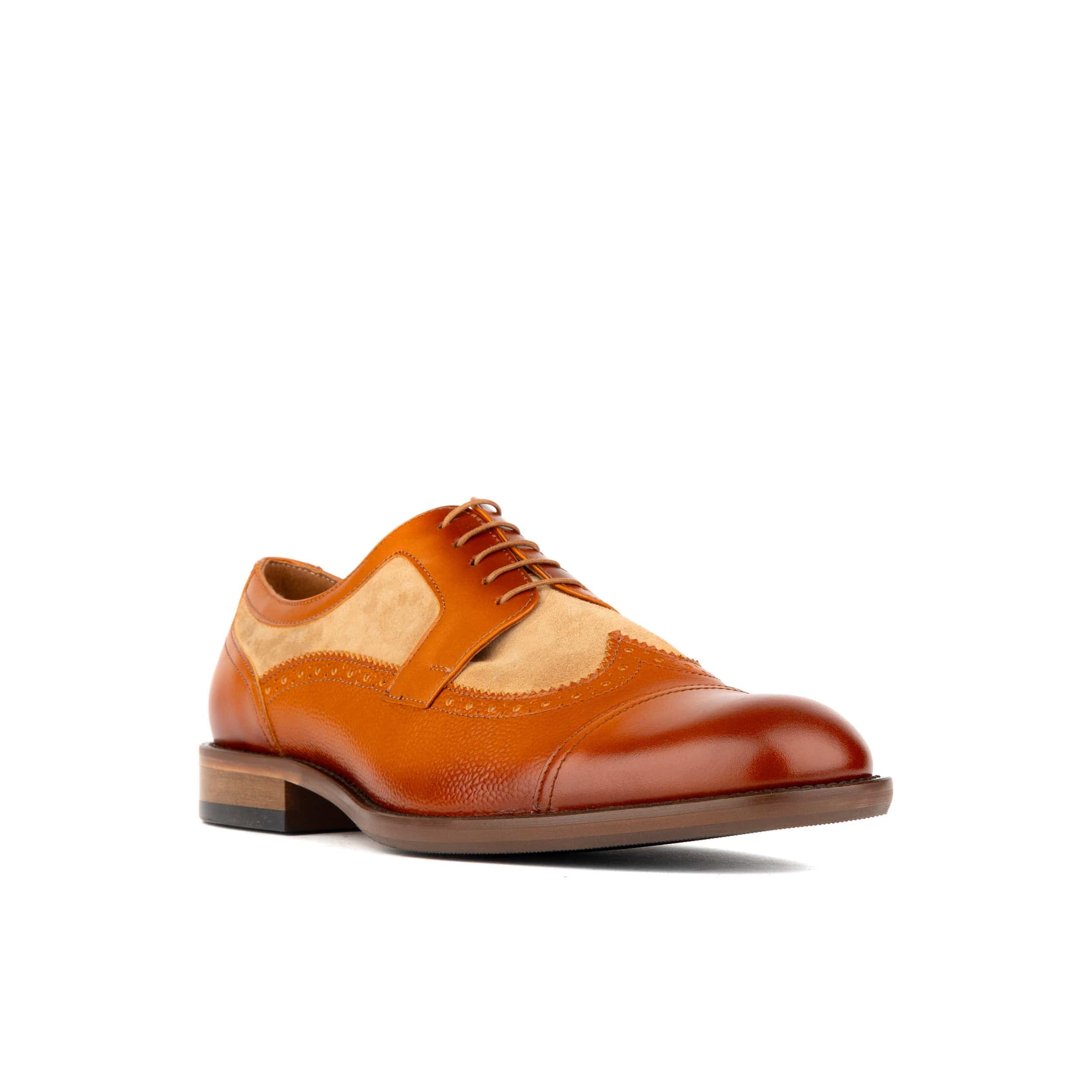 Orlando - Tan - Men's toe cap leather brogue with full leather lining - Image 2