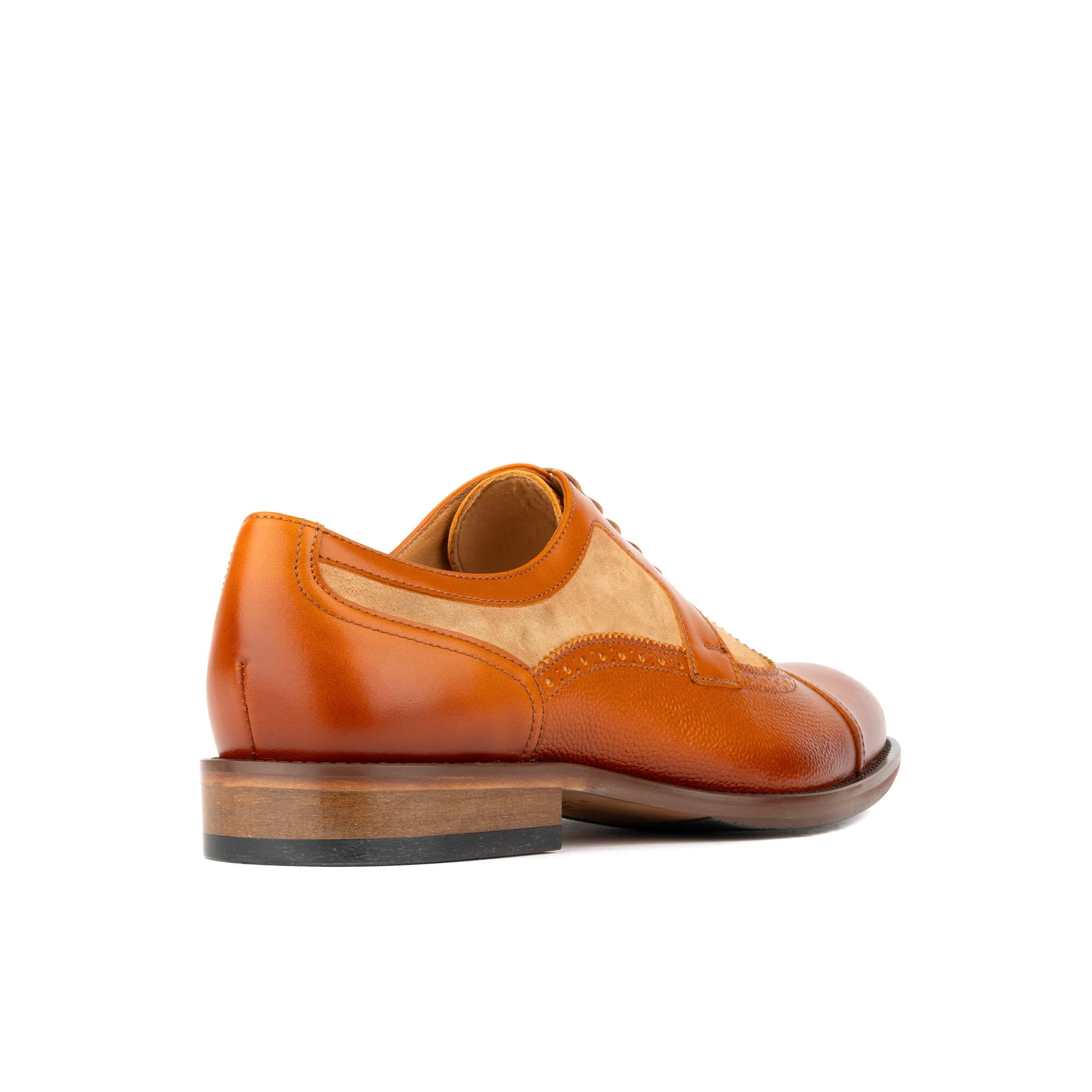 Orlando - Tan - Men's toe cap leather brogue with full leather lining - Image 4