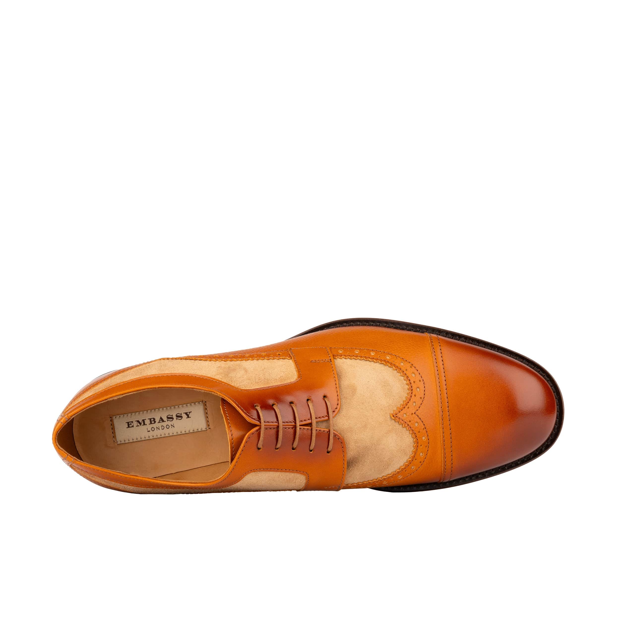 Orlando - Tan - Men's toe cap leather brogue with full leather lining - Image 6