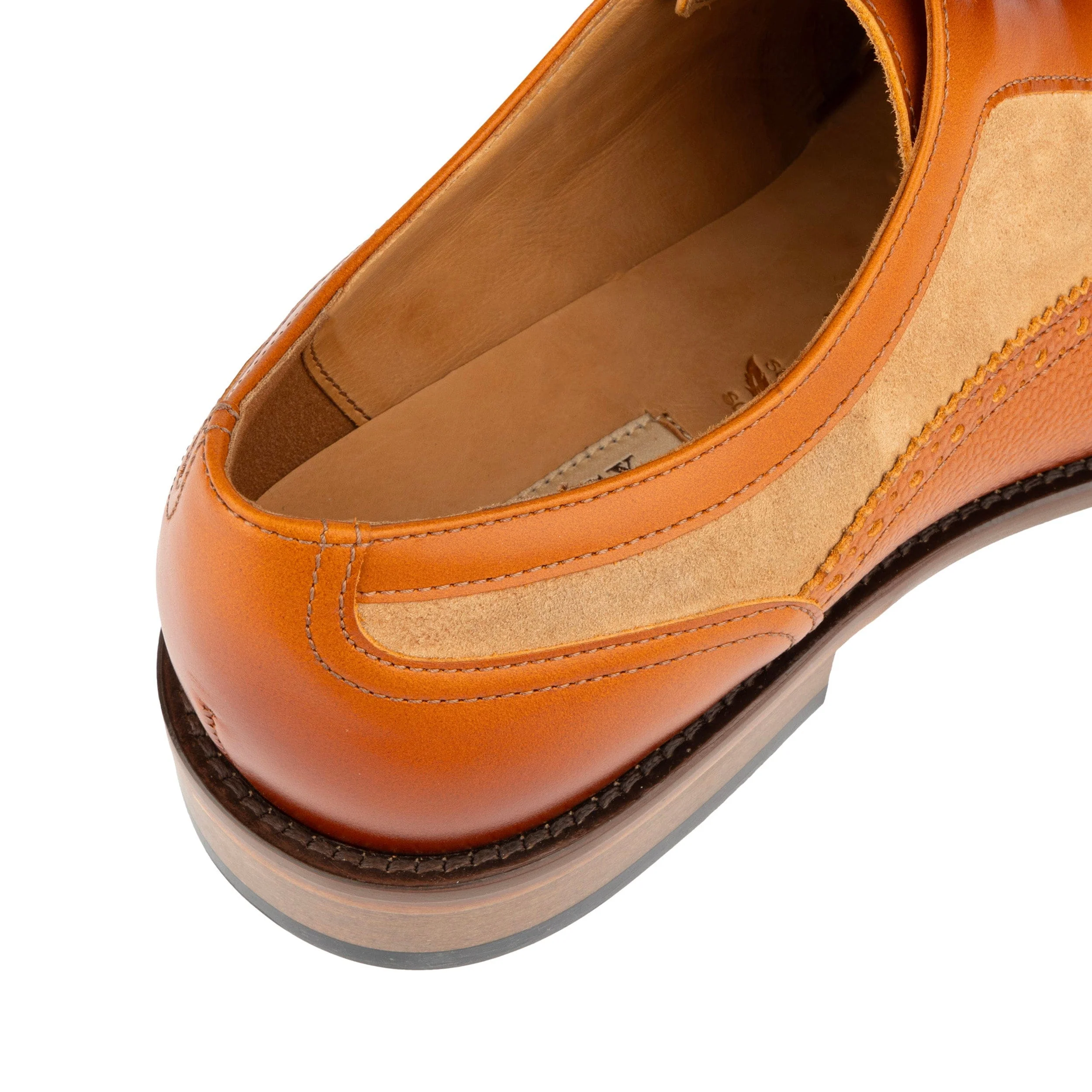 Orlando - Tan - Men's toe cap leather brogue with full leather lining - Image 8