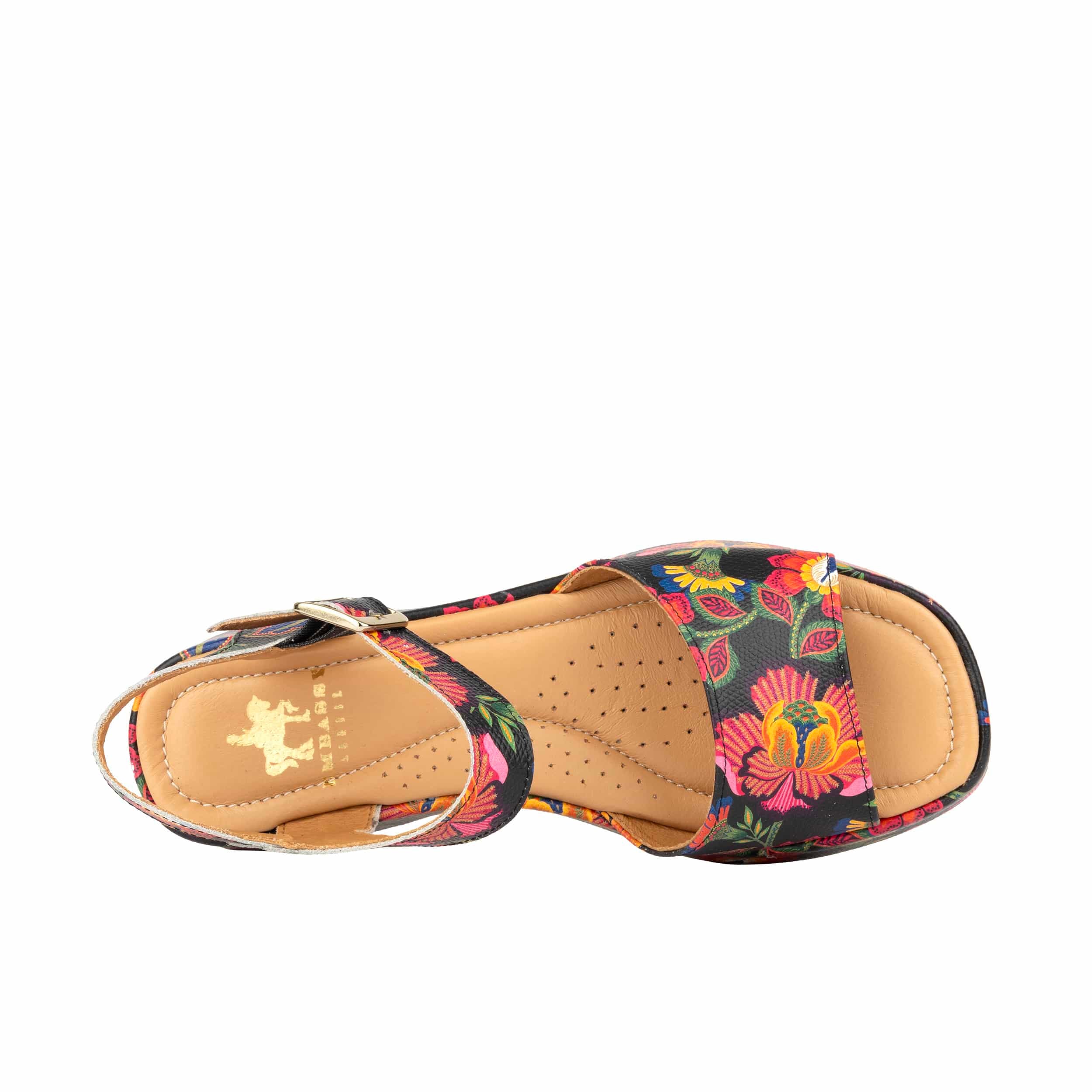 Palm Rise - Red Flowers - Women's Leather Platform Sandal - Image 6