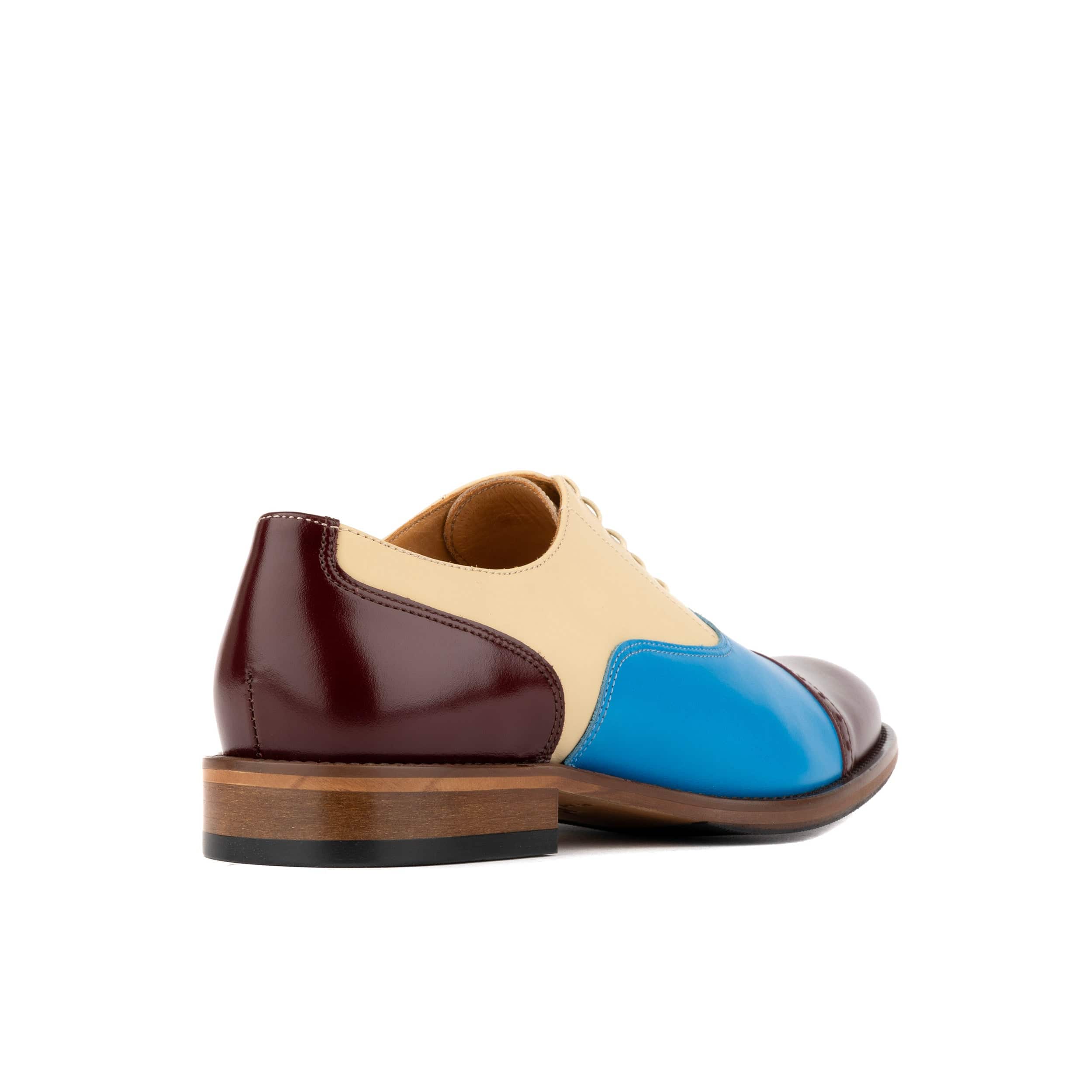 Pembroke - Cream & Burgundy & Blue - Men’s Summer Toe Cap Shoe - Image 5