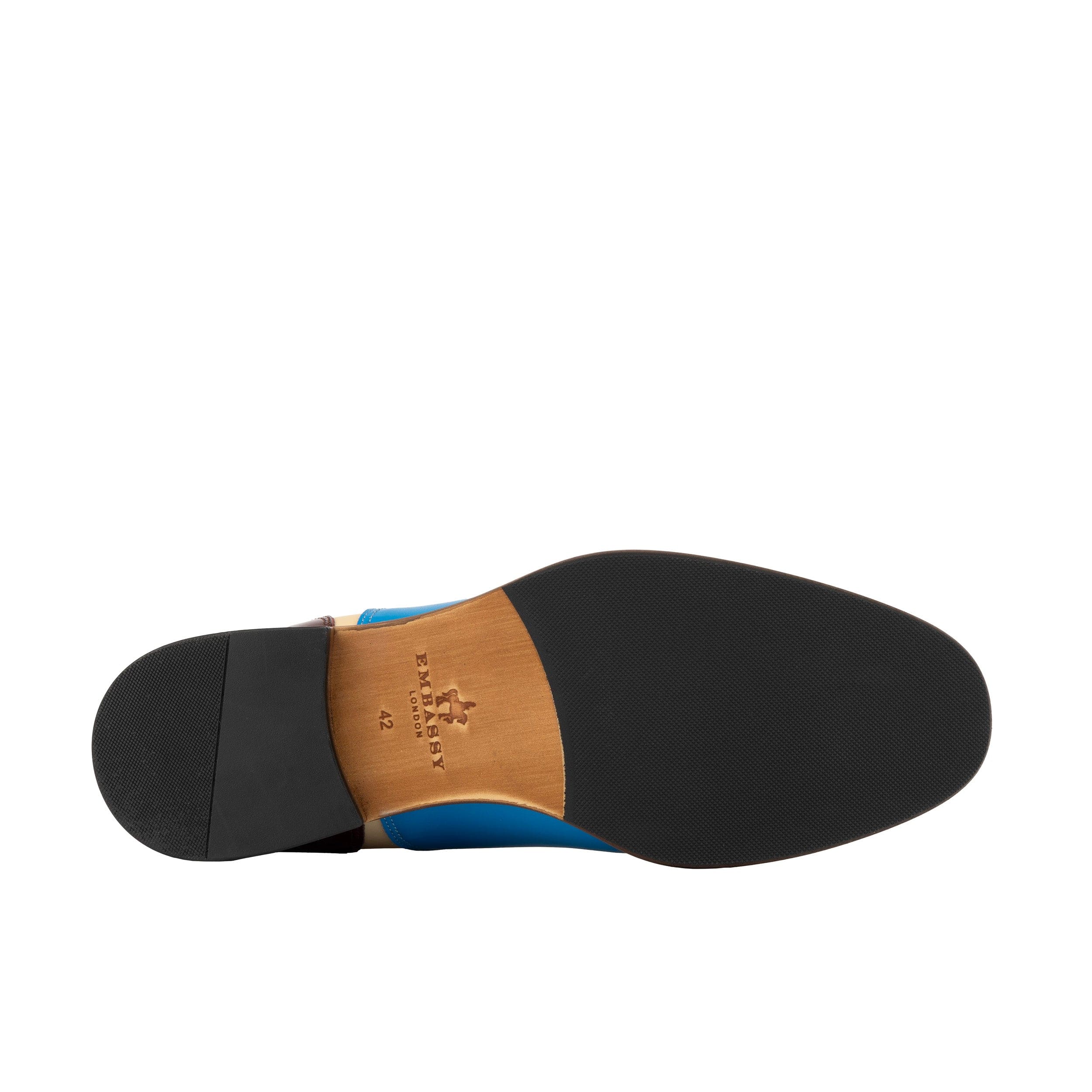 Pembroke - Cream & Burgundy & Blue - Men’s Summer Toe Cap Shoe - Image 6