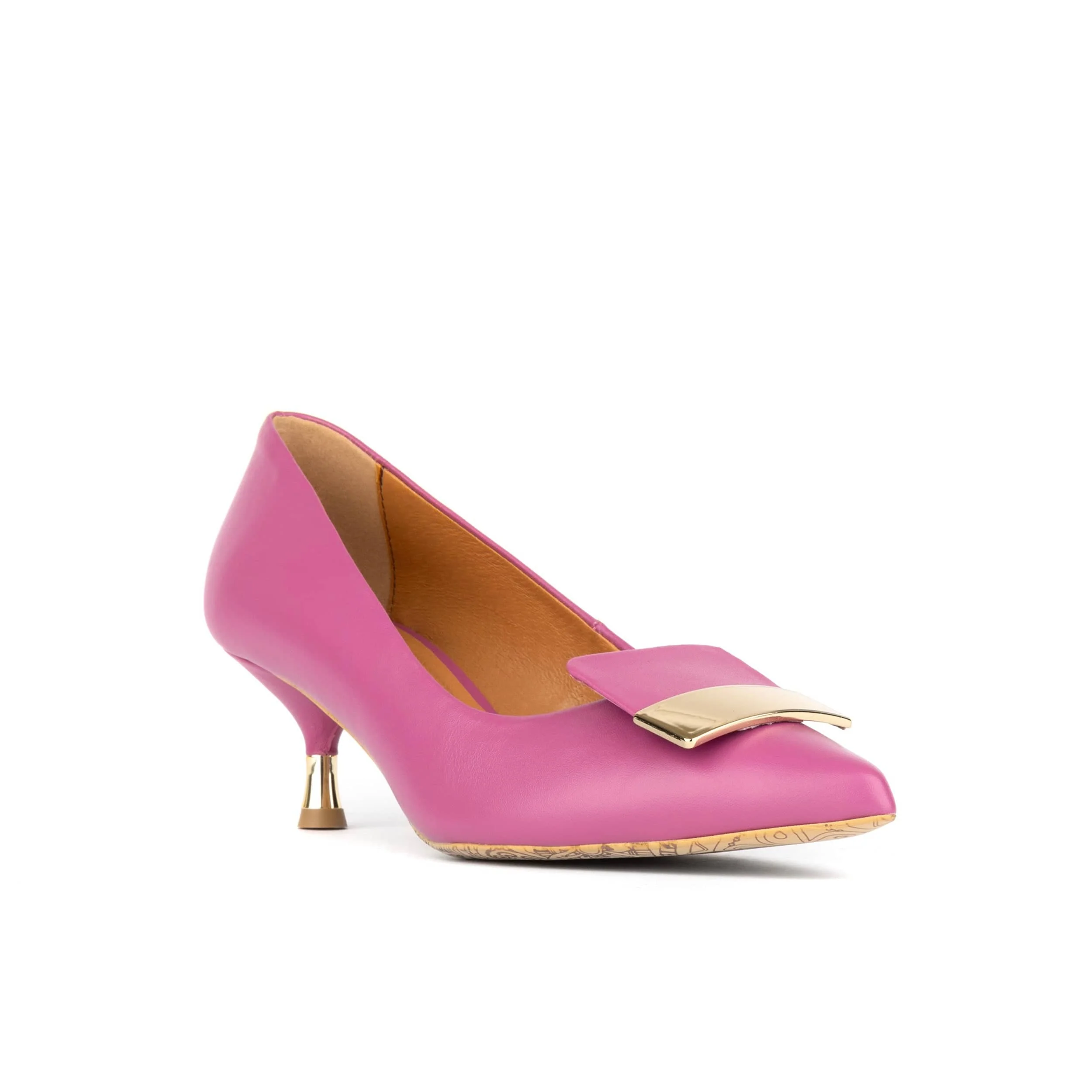 Piccadilly - Pink - Women’s Leather Kitten Heel Pump - Image 2