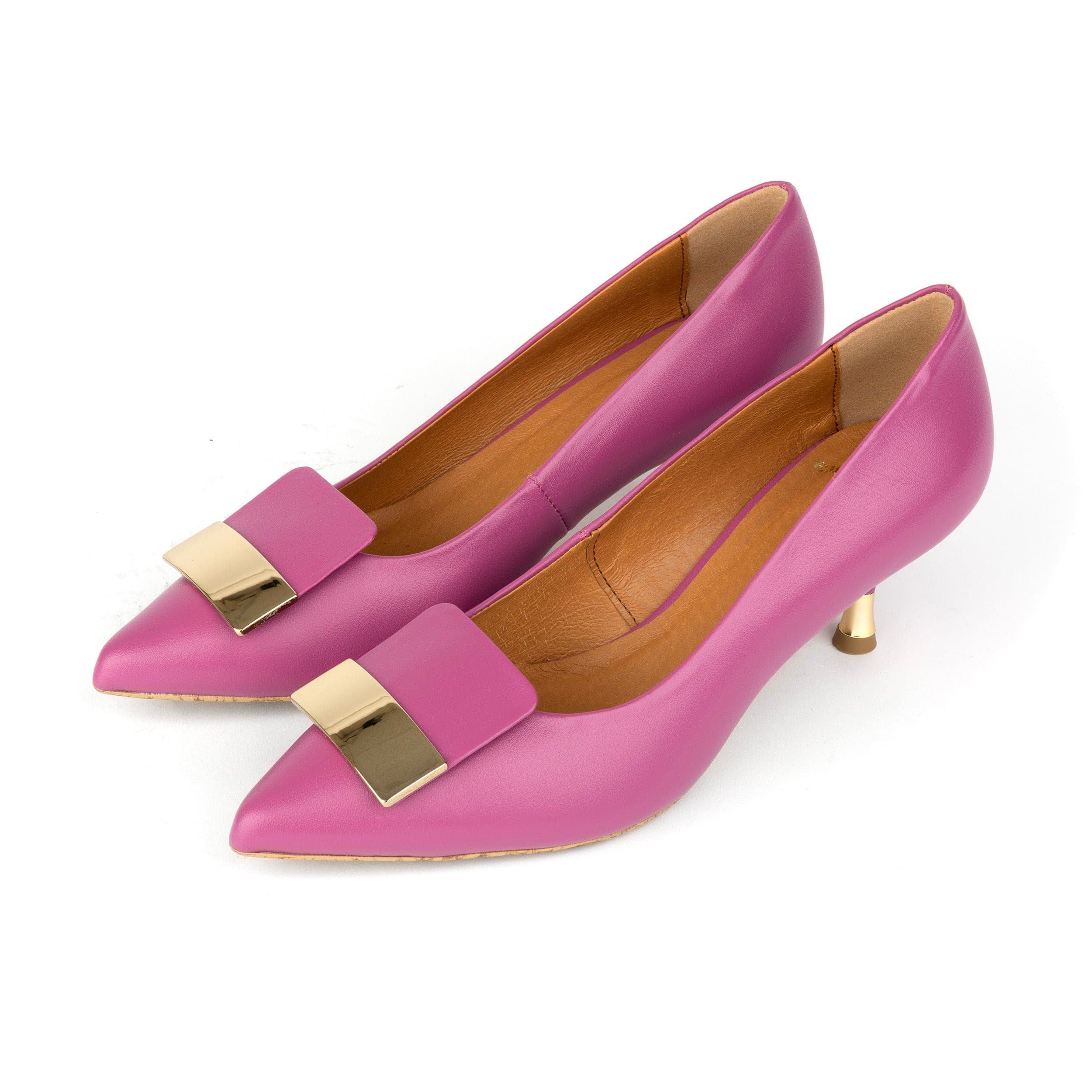 Piccadilly - Pink - Women’s Leather Kitten Heel Pump - Image 9