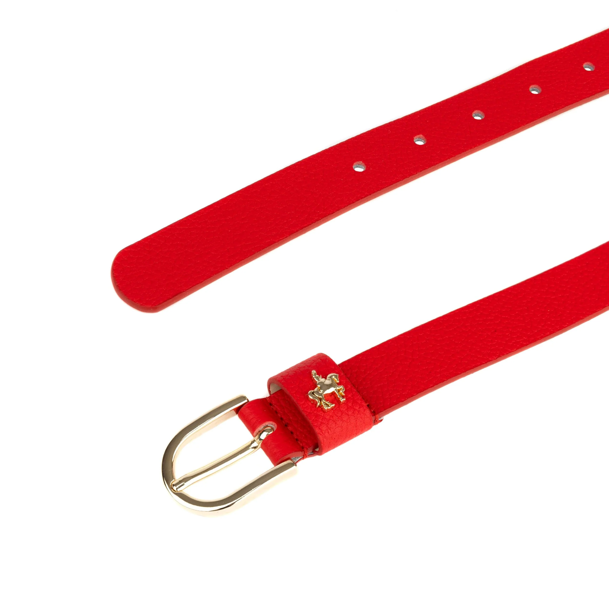 Poppy - Red - Women's elegant Italian leather belt with gold tone buckle - Image 3