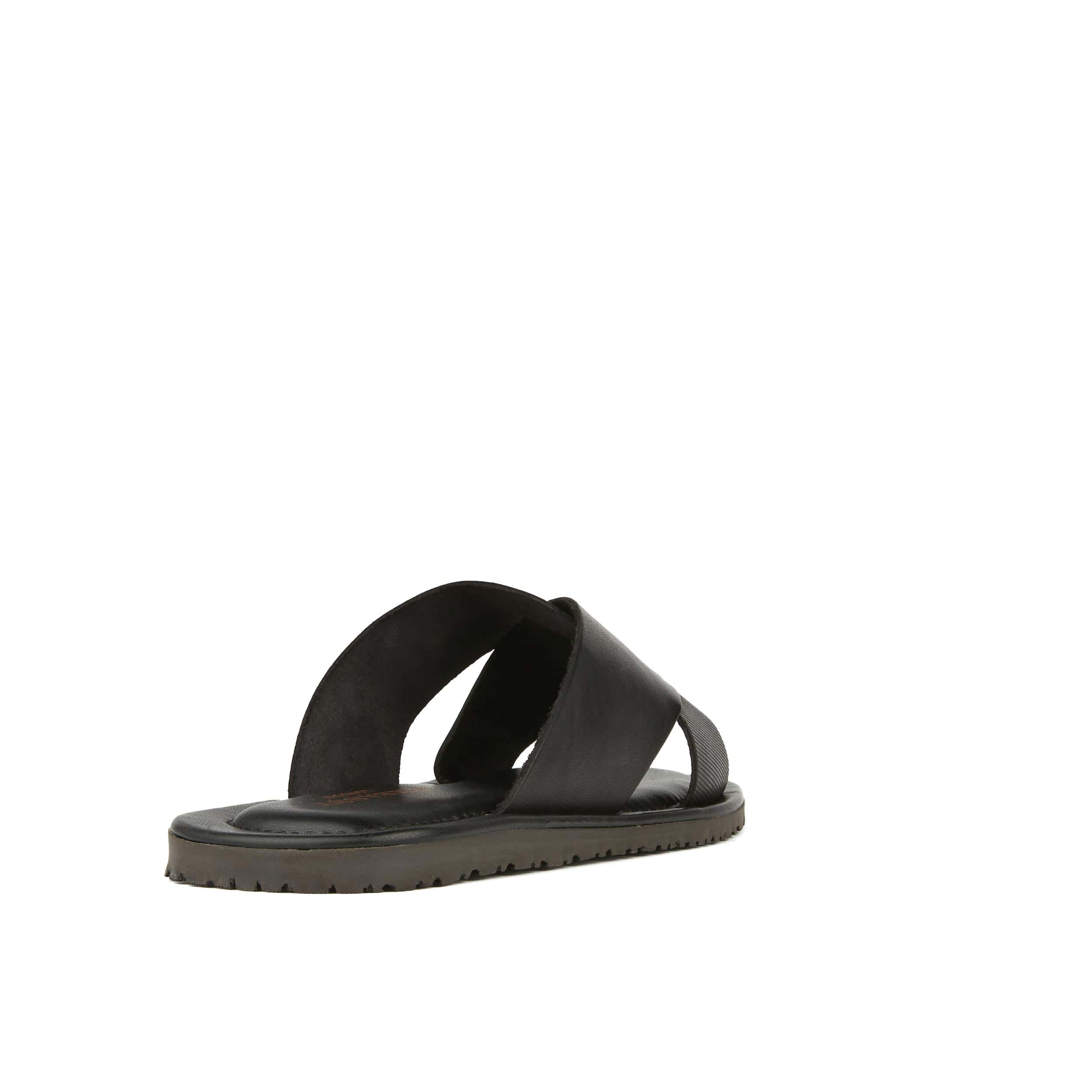 Port - Black - Men's criss cross straps leather sandal in black - Image 4