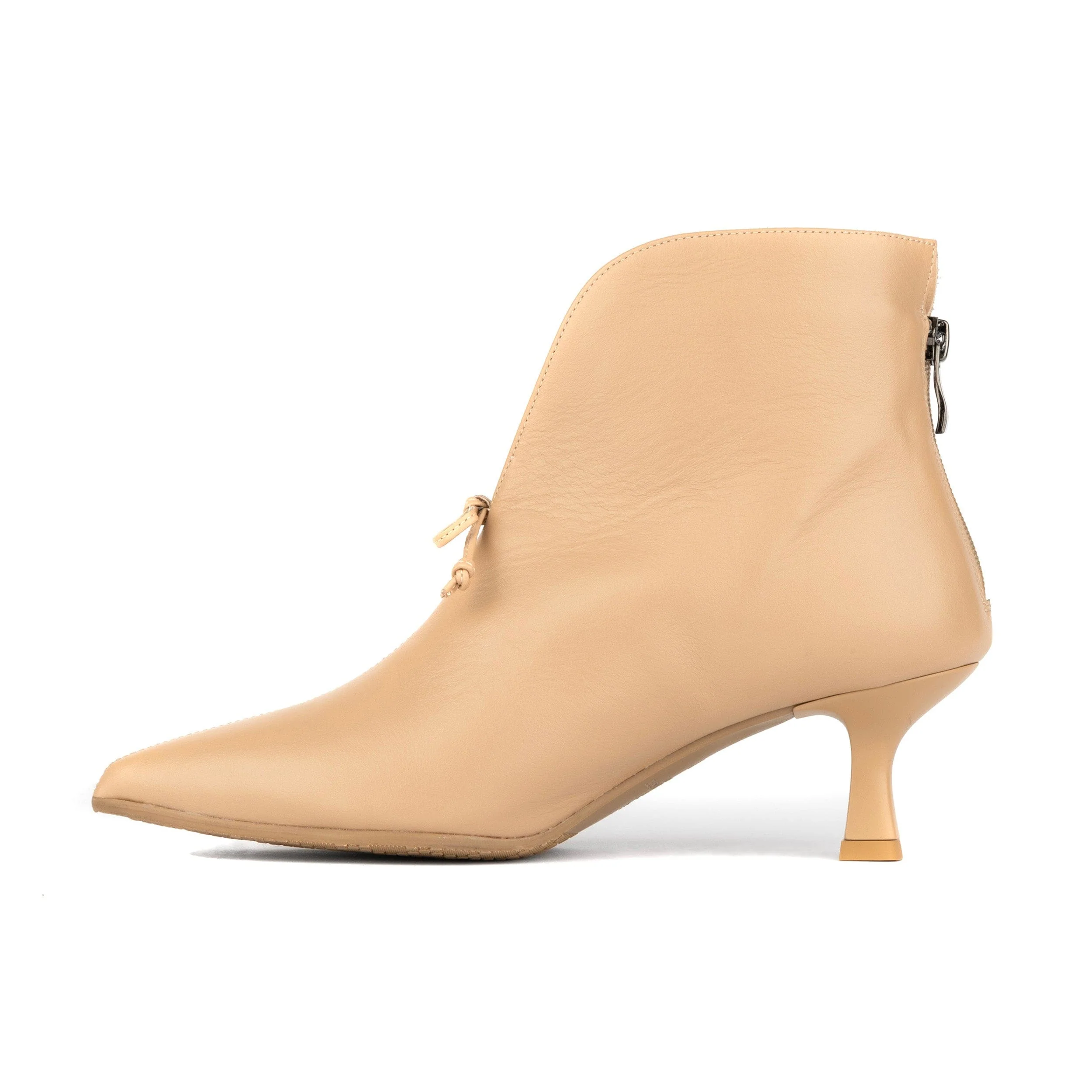 Regent - Cream - Women's Leather Ankle Boot with kitten heel - Image 3