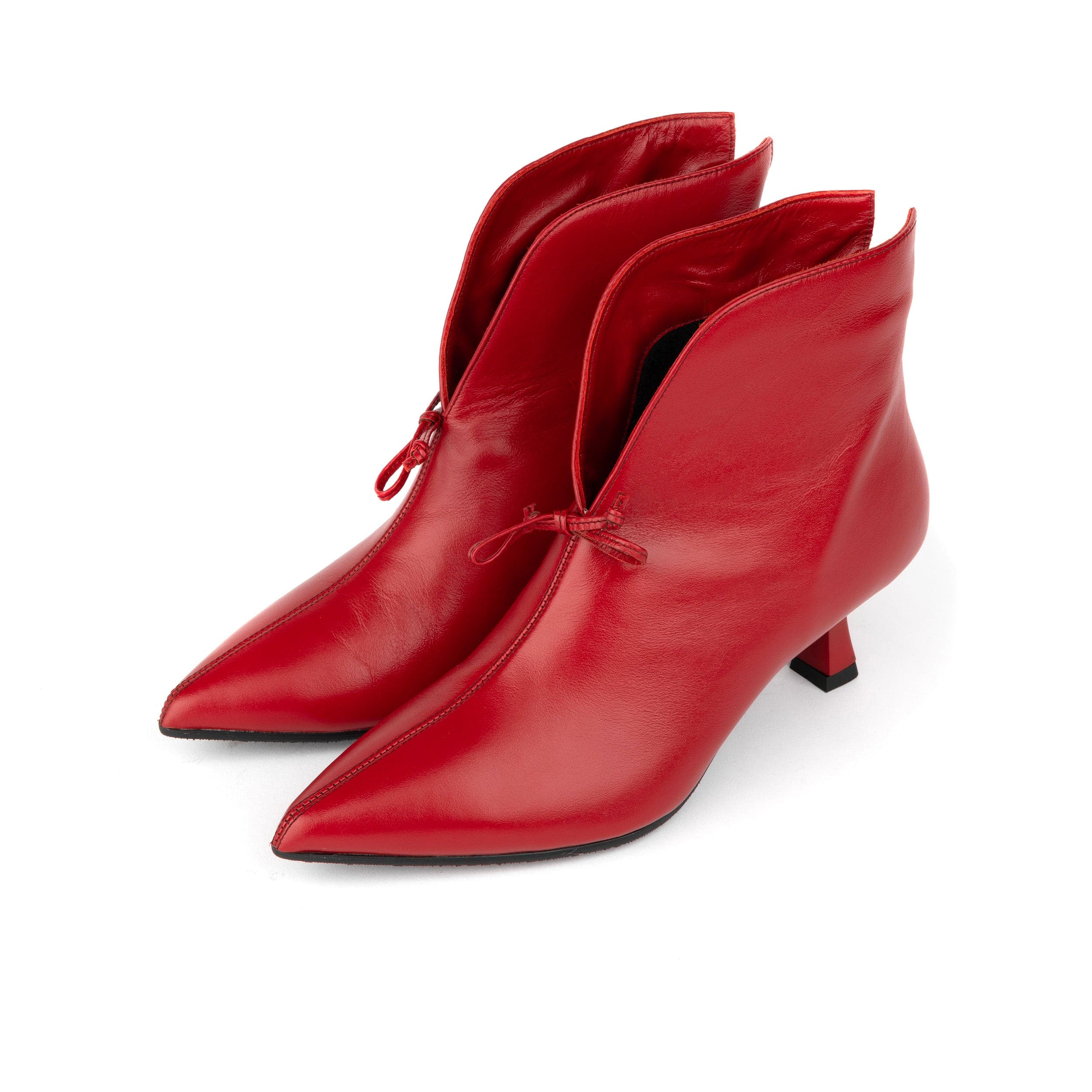 Regent - Red - Women's Leather Ankle Boot with kitten heel - Image 10
