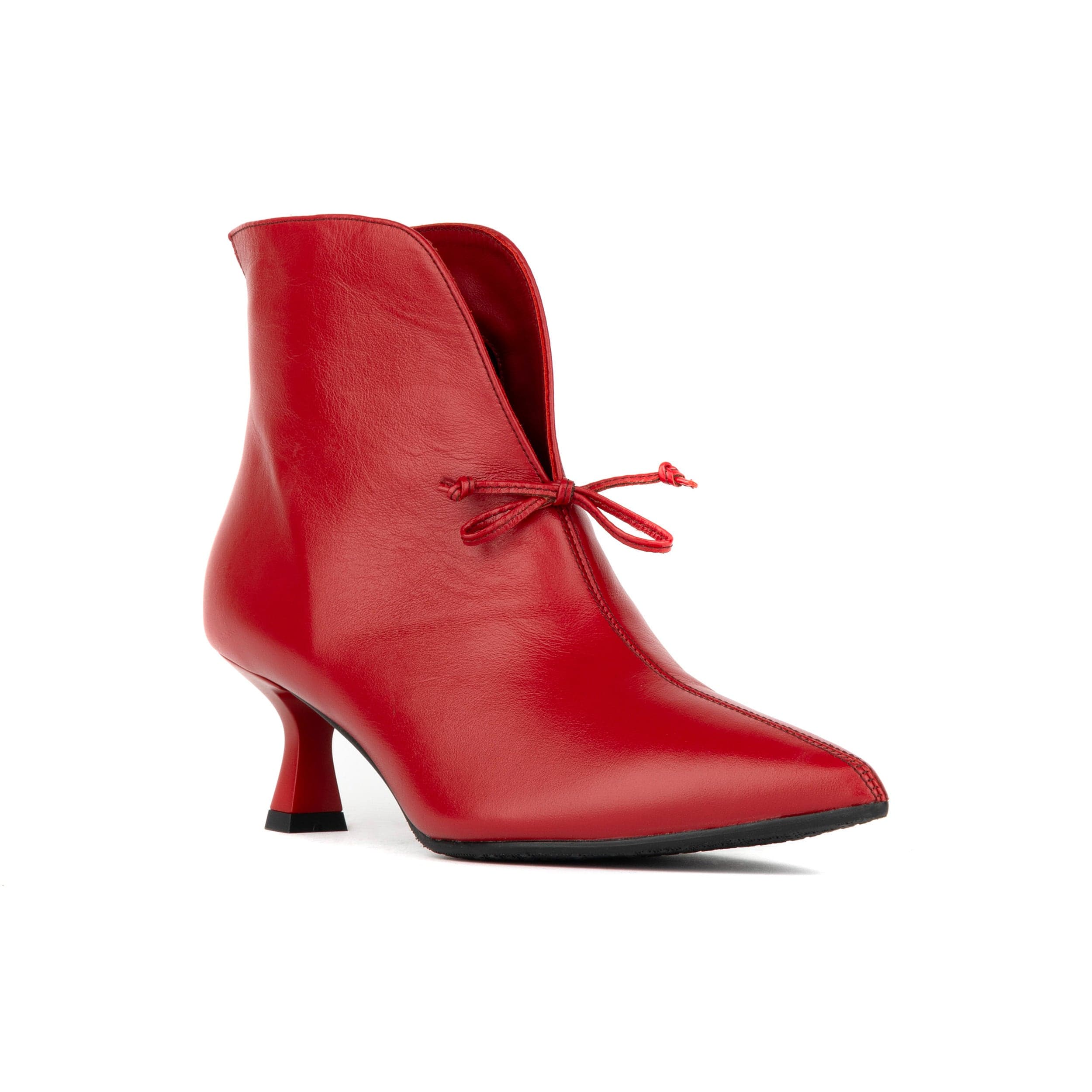 Regent - Red - Women's Leather Ankle Boot with kitten heel - Image 3