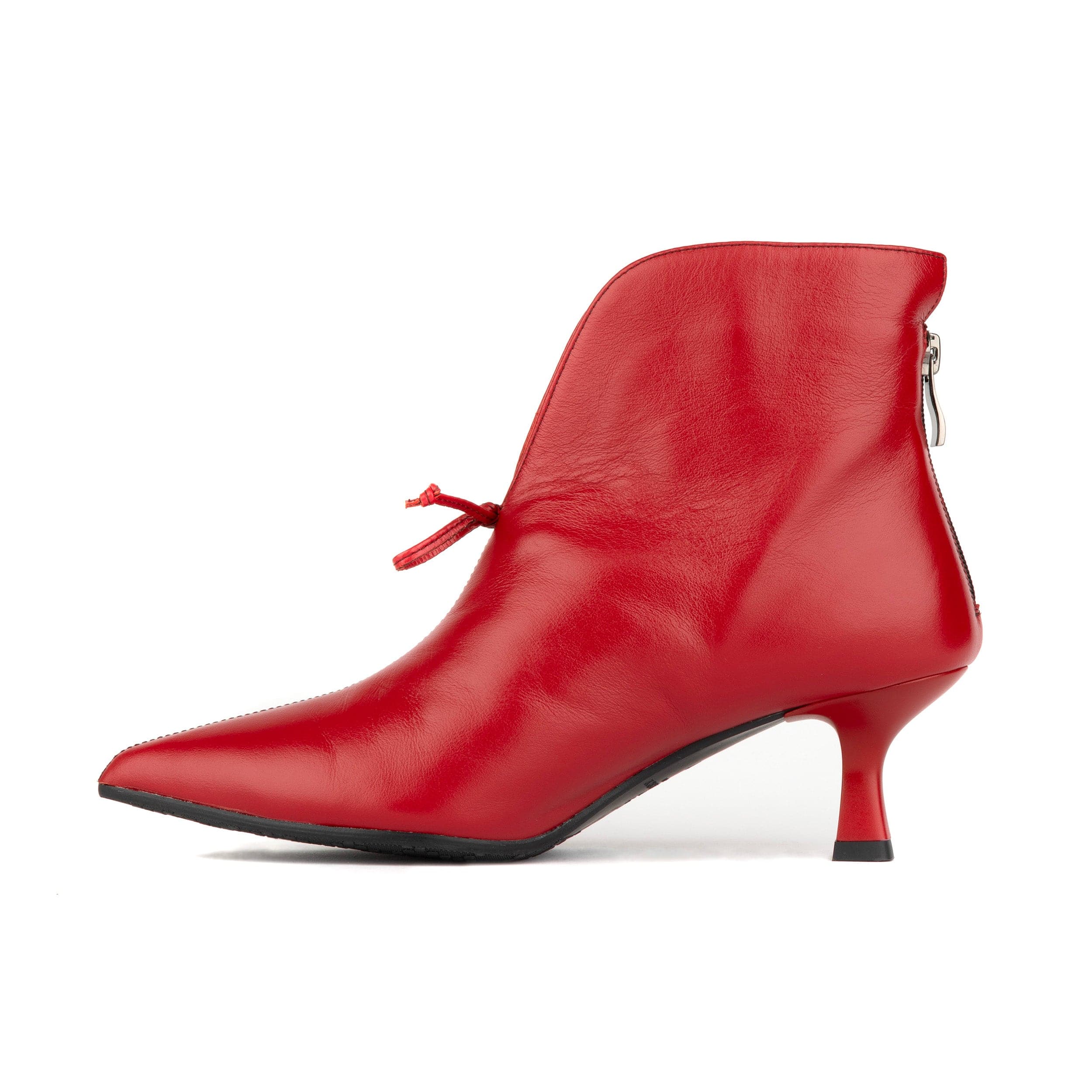 Regent - Red - Women's Leather Ankle Boot with kitten heel - Image 4