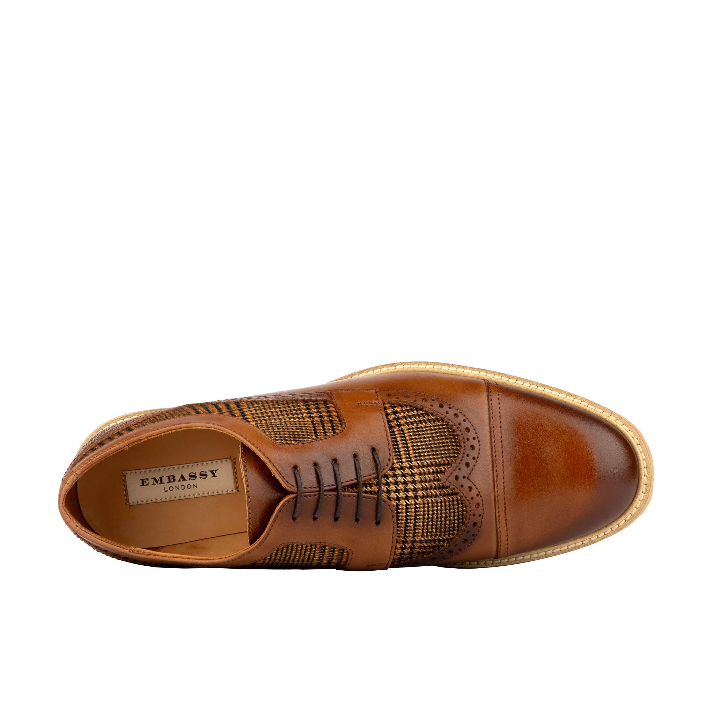 Resident - Brown & Tan - Men's leather dressy shoe with toe cap and brogue details - Image 6