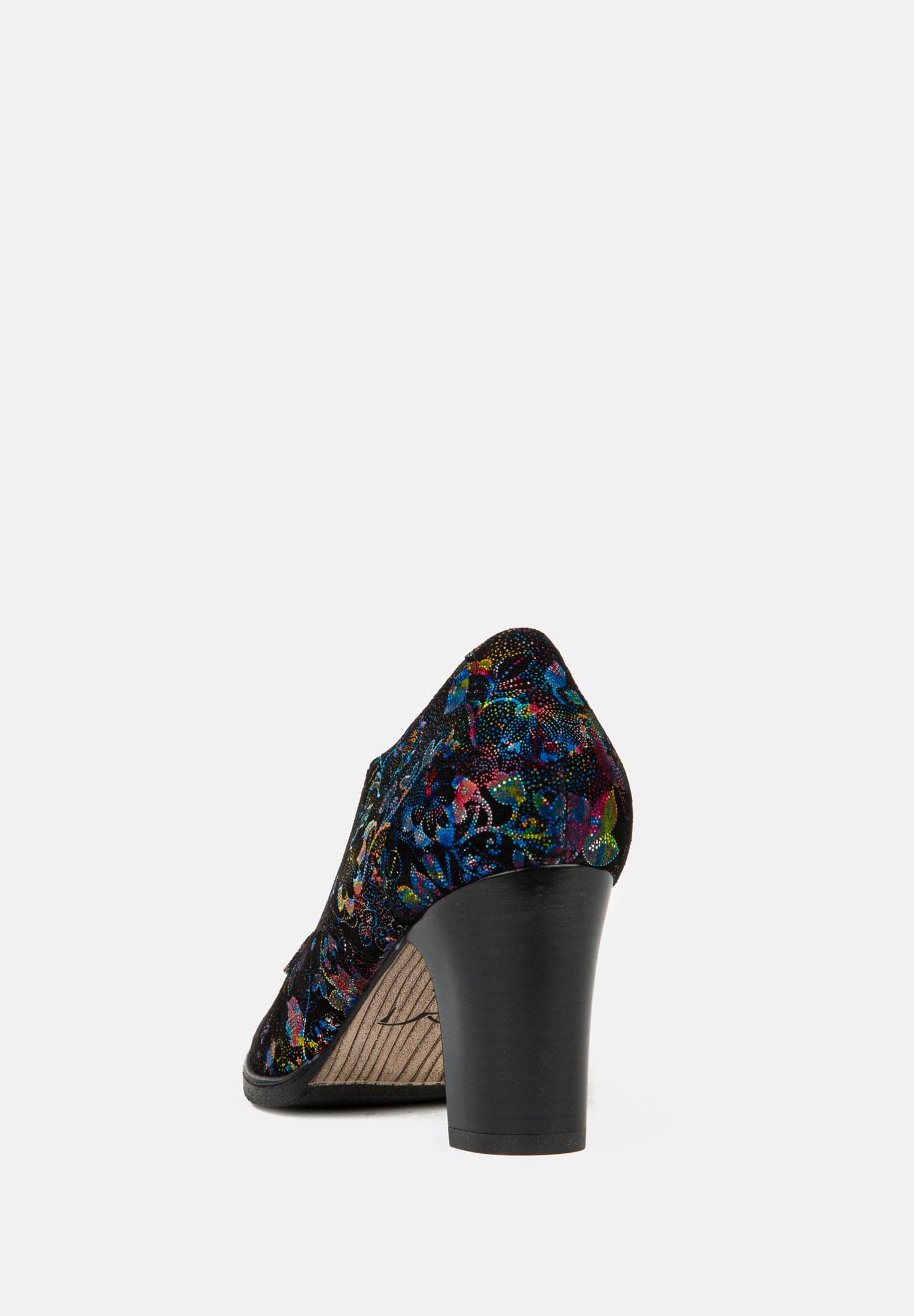 Roulette - Black Flower - Women's leather heeled oxford lace-up - Image 12