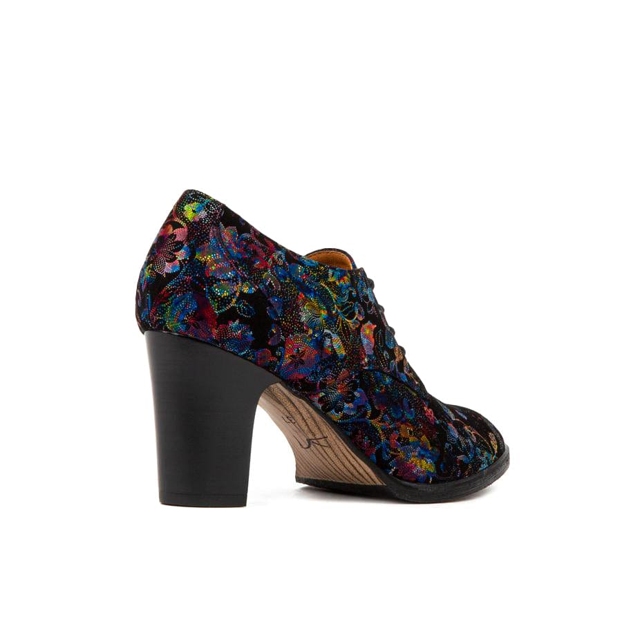 Roulette - Black Flower - Women's leather heeled oxford lace-up - Image 4
